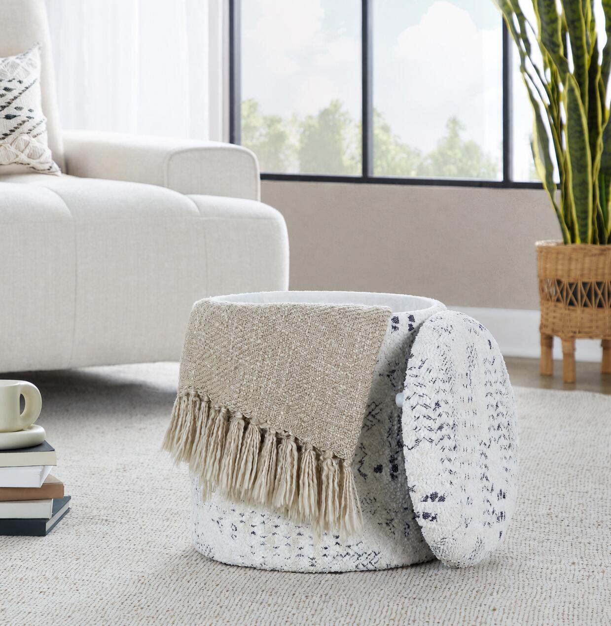 LumiSource Tahoe Eclectic Aztec Storage Ottoman, , rollover