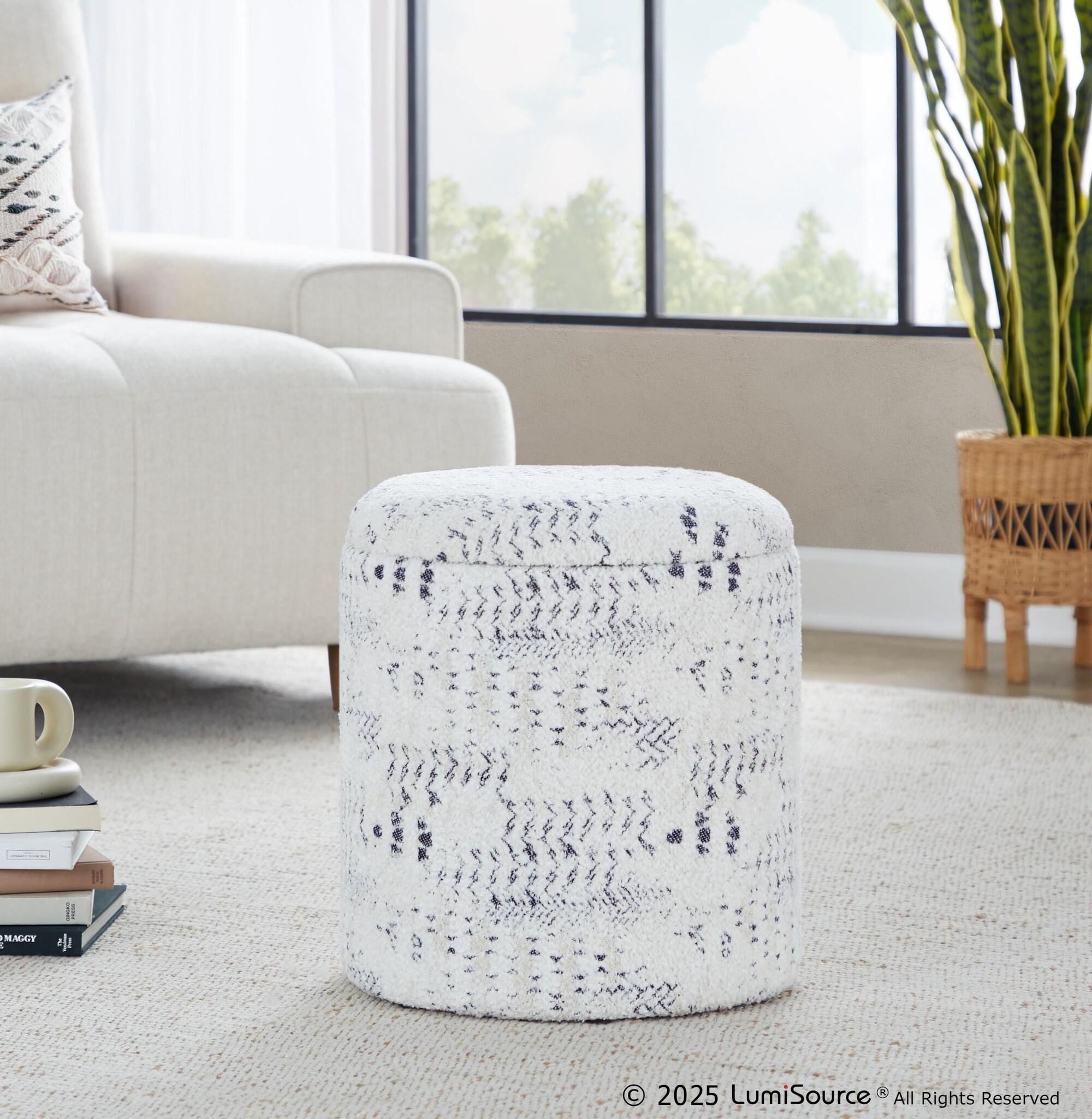 LumiSource Tahoe Eclectic Aztec Storage Ottoman, , large