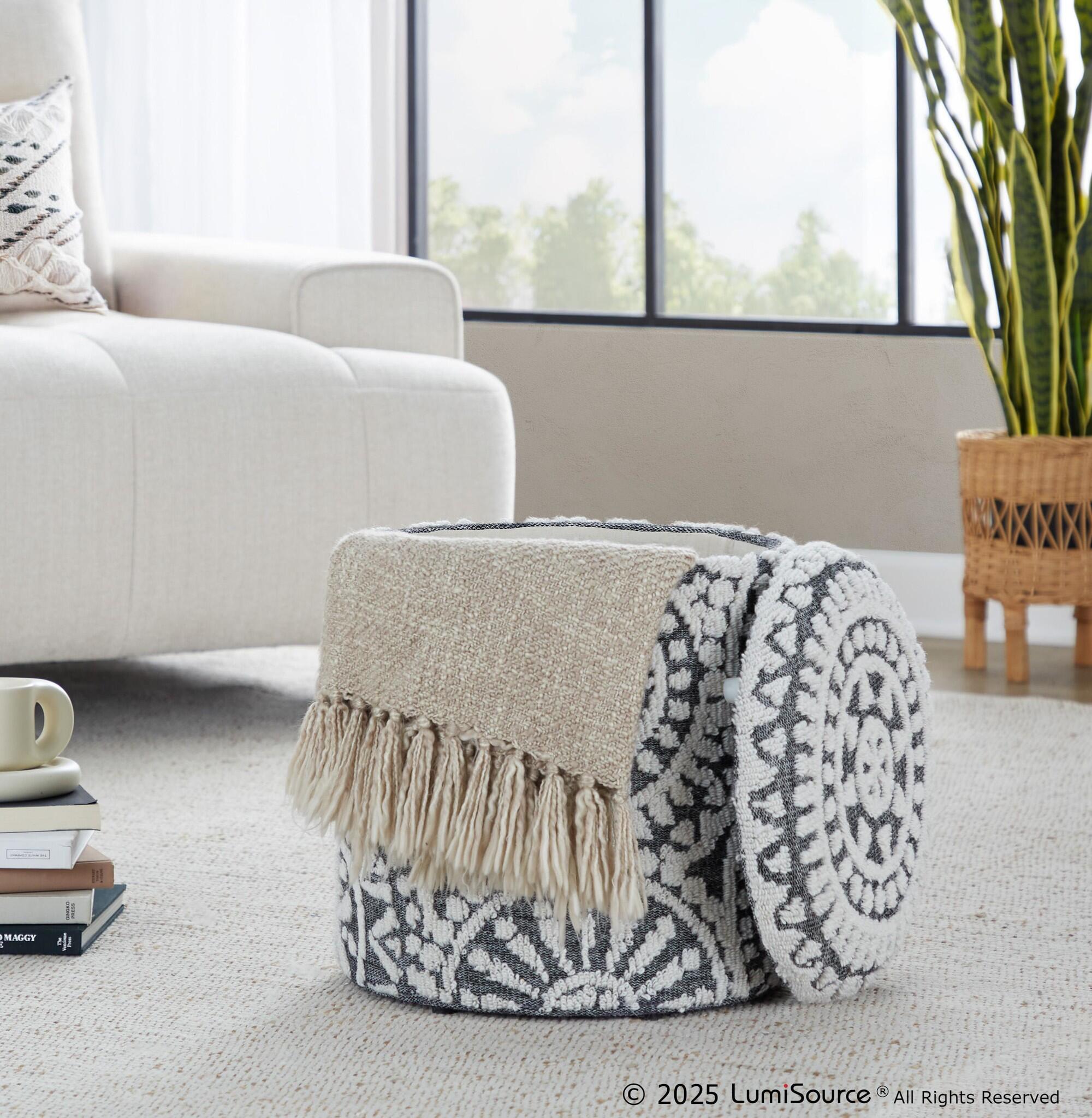 LumiSource Tahoe Mosaic Storage Ottoman, , large