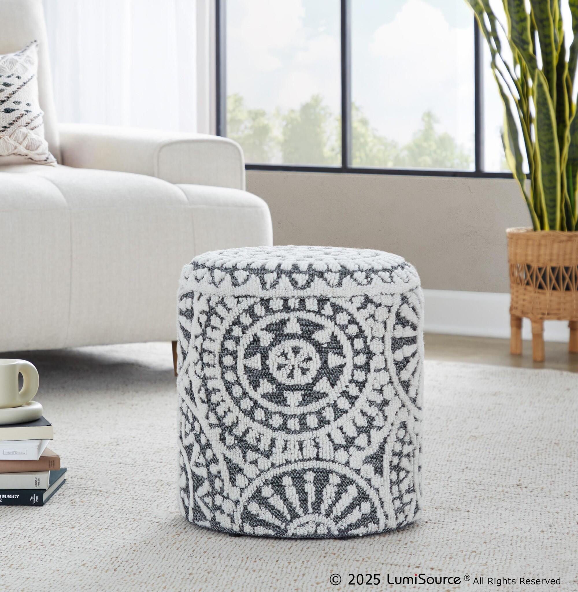 LumiSource Tahoe Mosaic Storage Ottoman, , large