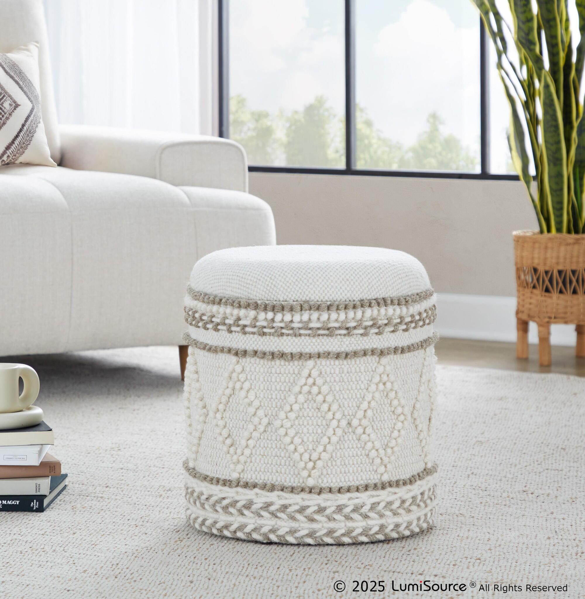 LumiSource Tahoe Pom Pom Storage Ottoman, , rollover