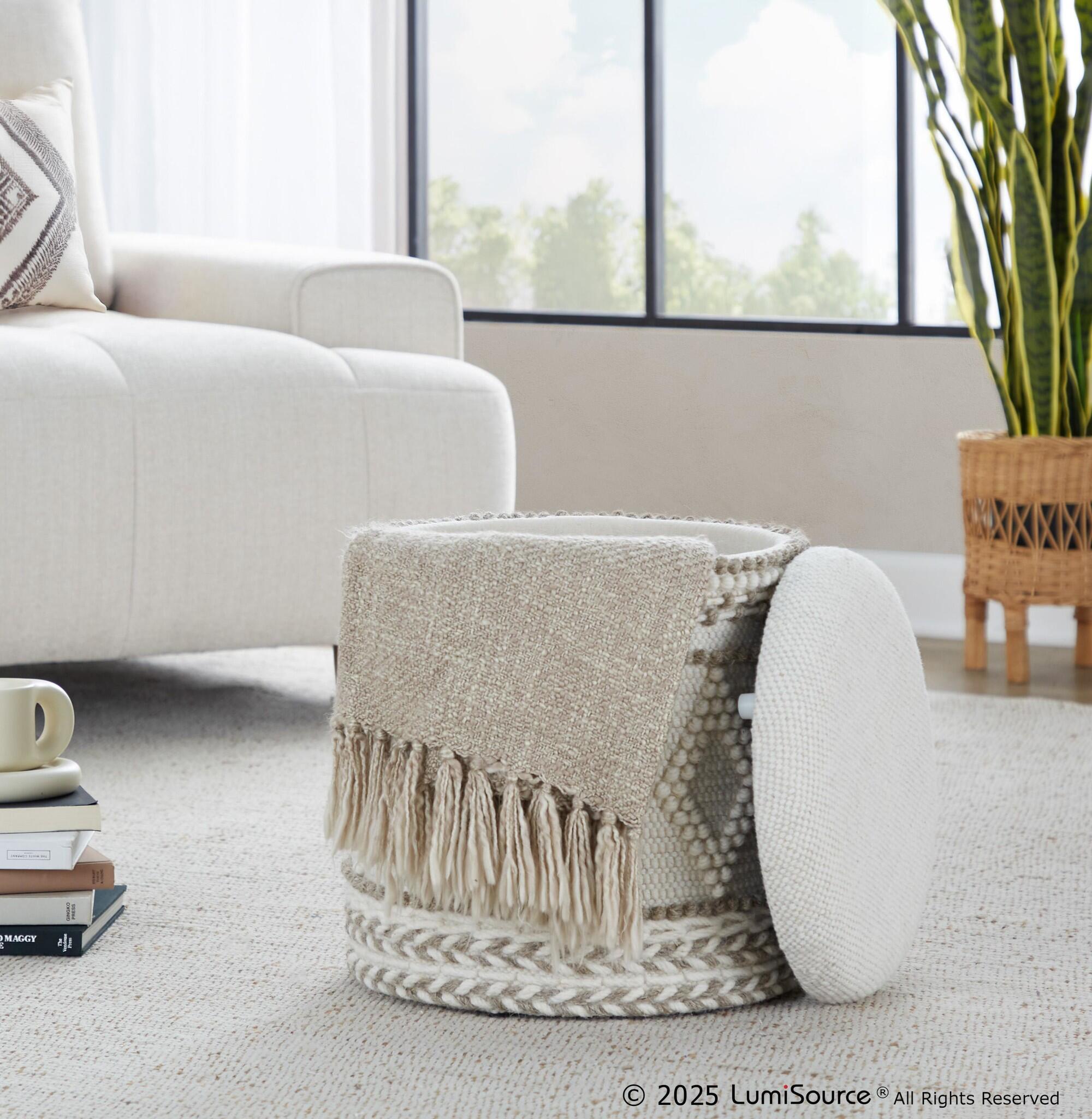 LumiSource Tahoe Pom Pom Storage Ottoman, , large