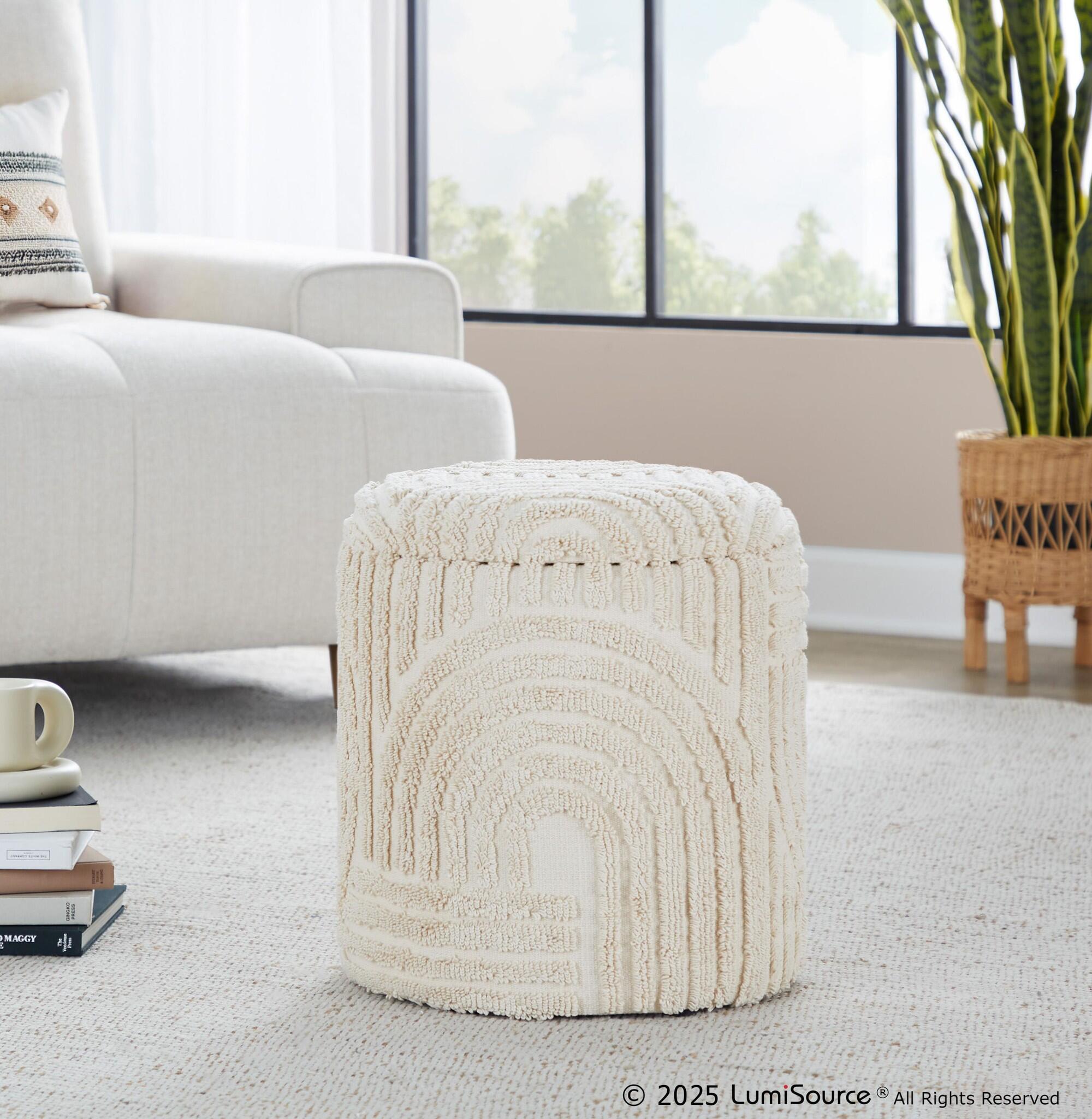 LumiSource Tahoe Eclectic Sand Storage Ottoman, , rollover