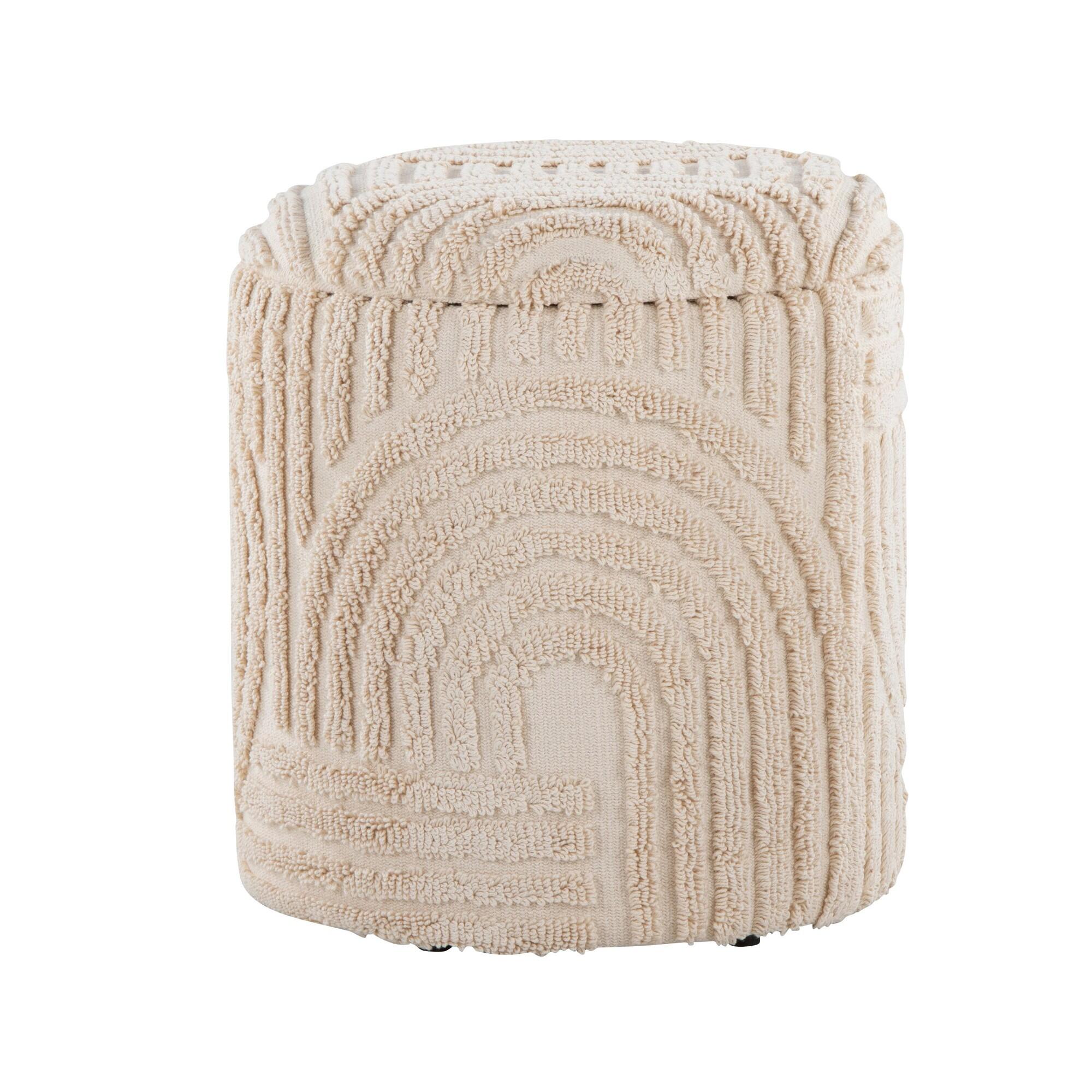 LumiSource Tahoe Eclectic Sand Storage Ottoman, , large