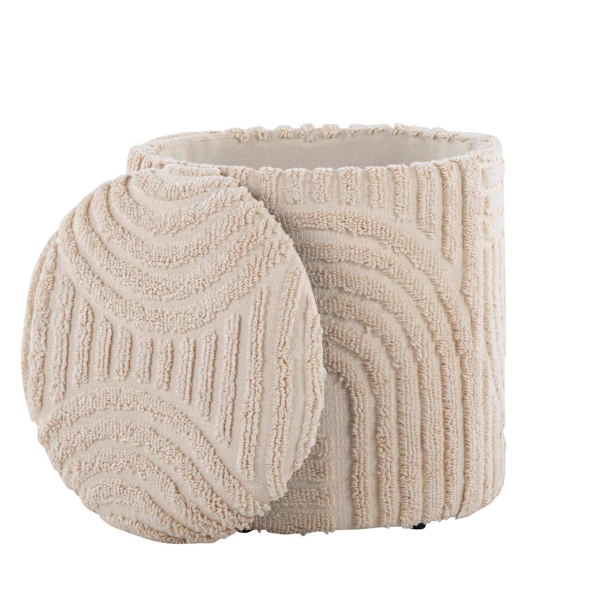 LumiSource Tahoe Eclectic Sand Storage Ottoman, , large