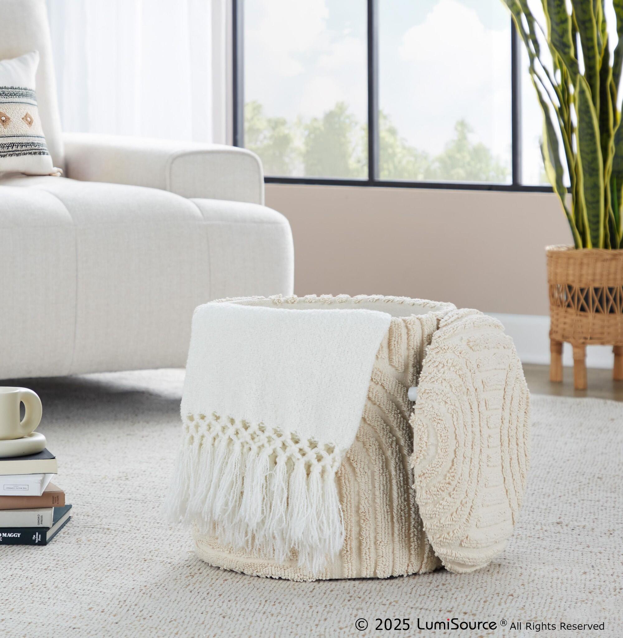 LumiSource Tahoe Eclectic Sand Storage Ottoman, , large