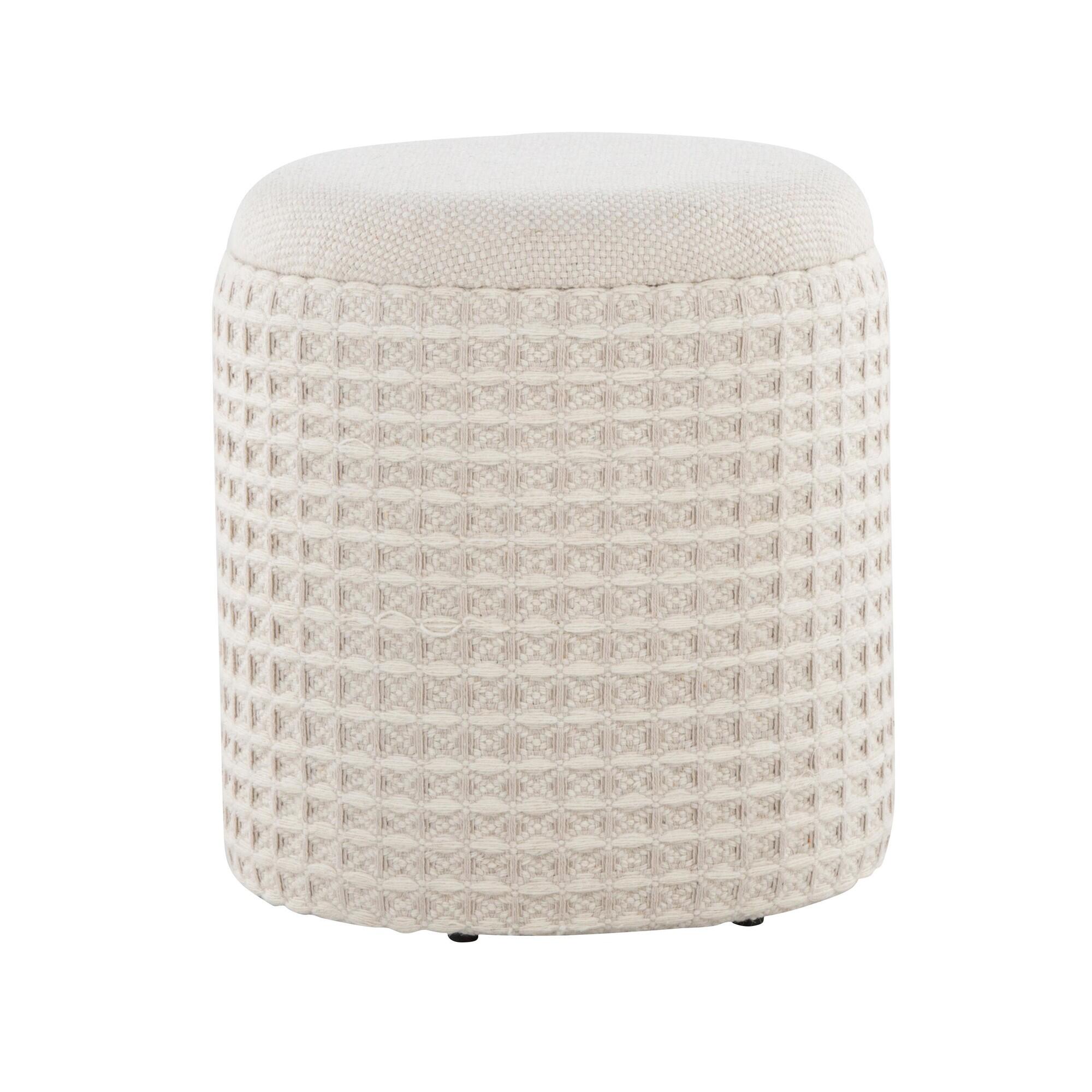 LumiSource Tahoe Eclectic Waffle Storage Ottoman, , large