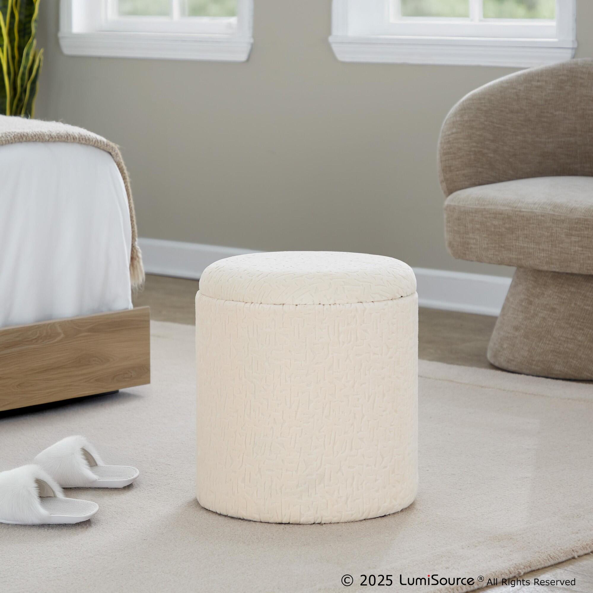 LumiSource Tahoe Solid Storage Ottoman, , large