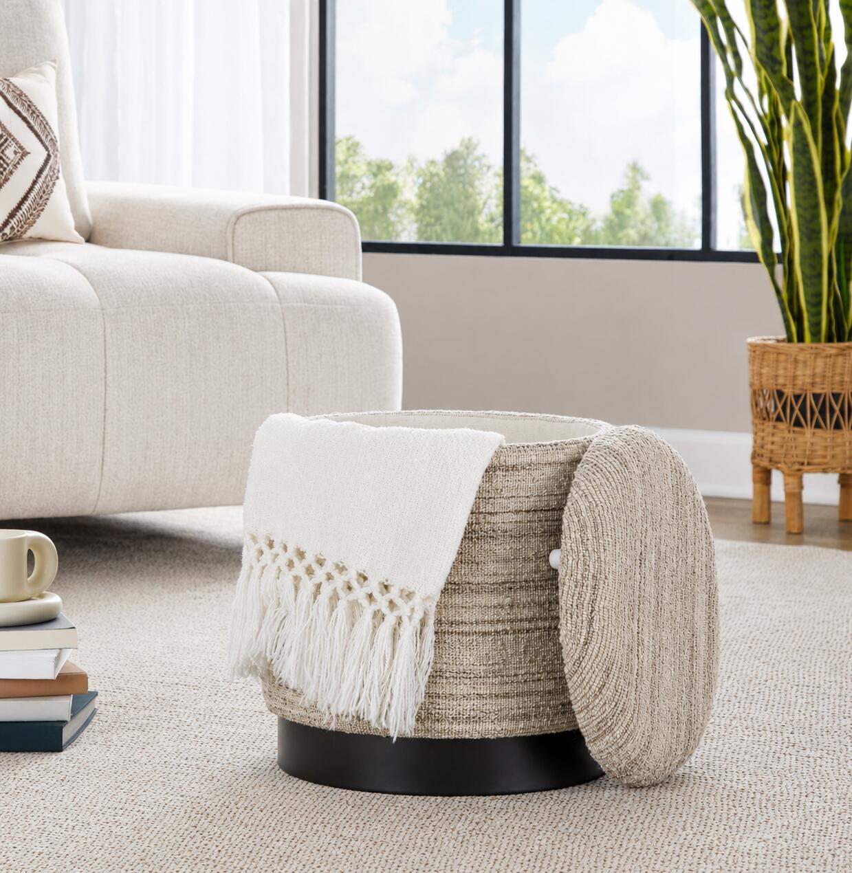 LumiSource Tahoe Eclectic Band Storage Ottoman, , rollover