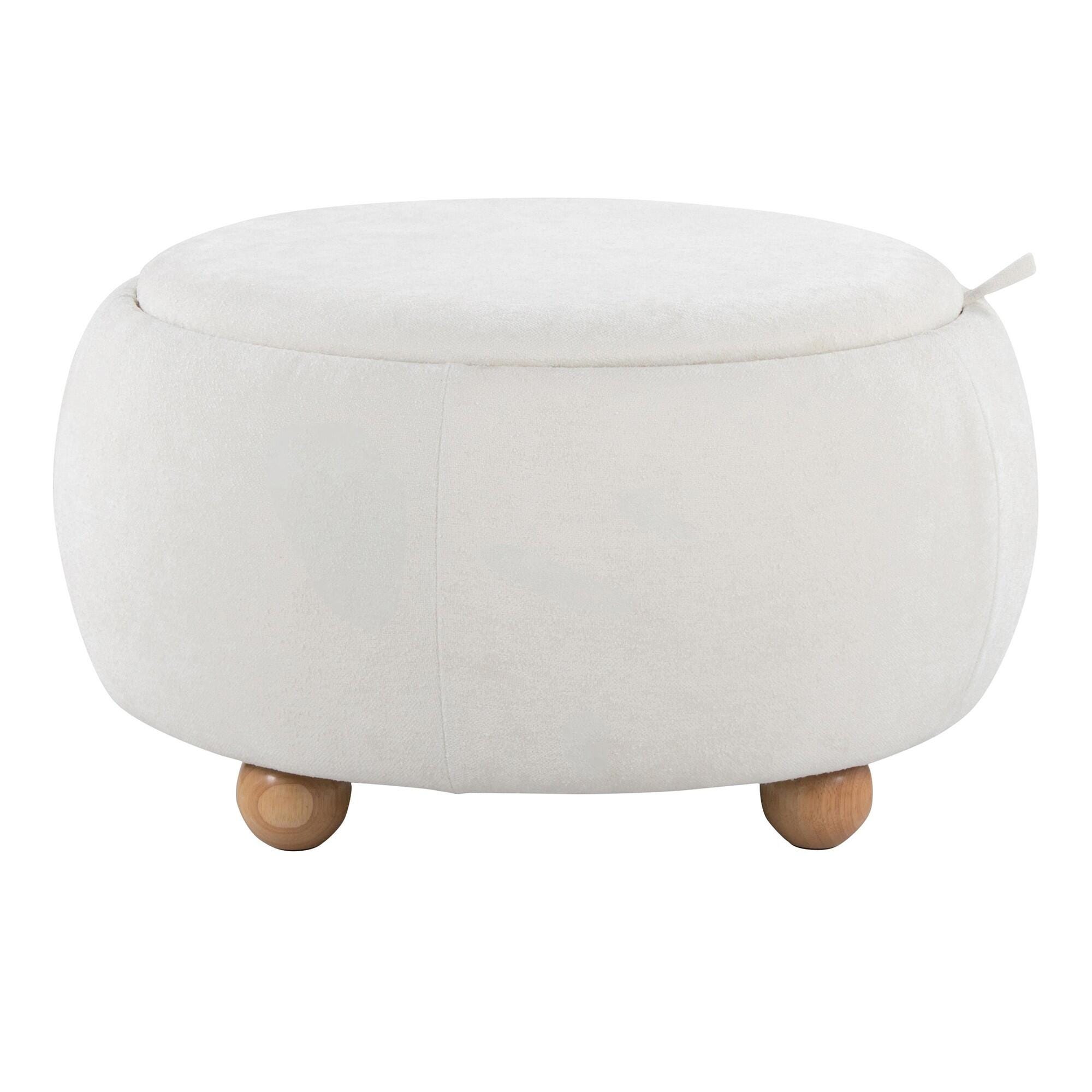 LumiSource Tray Storage Ottoman, White, large