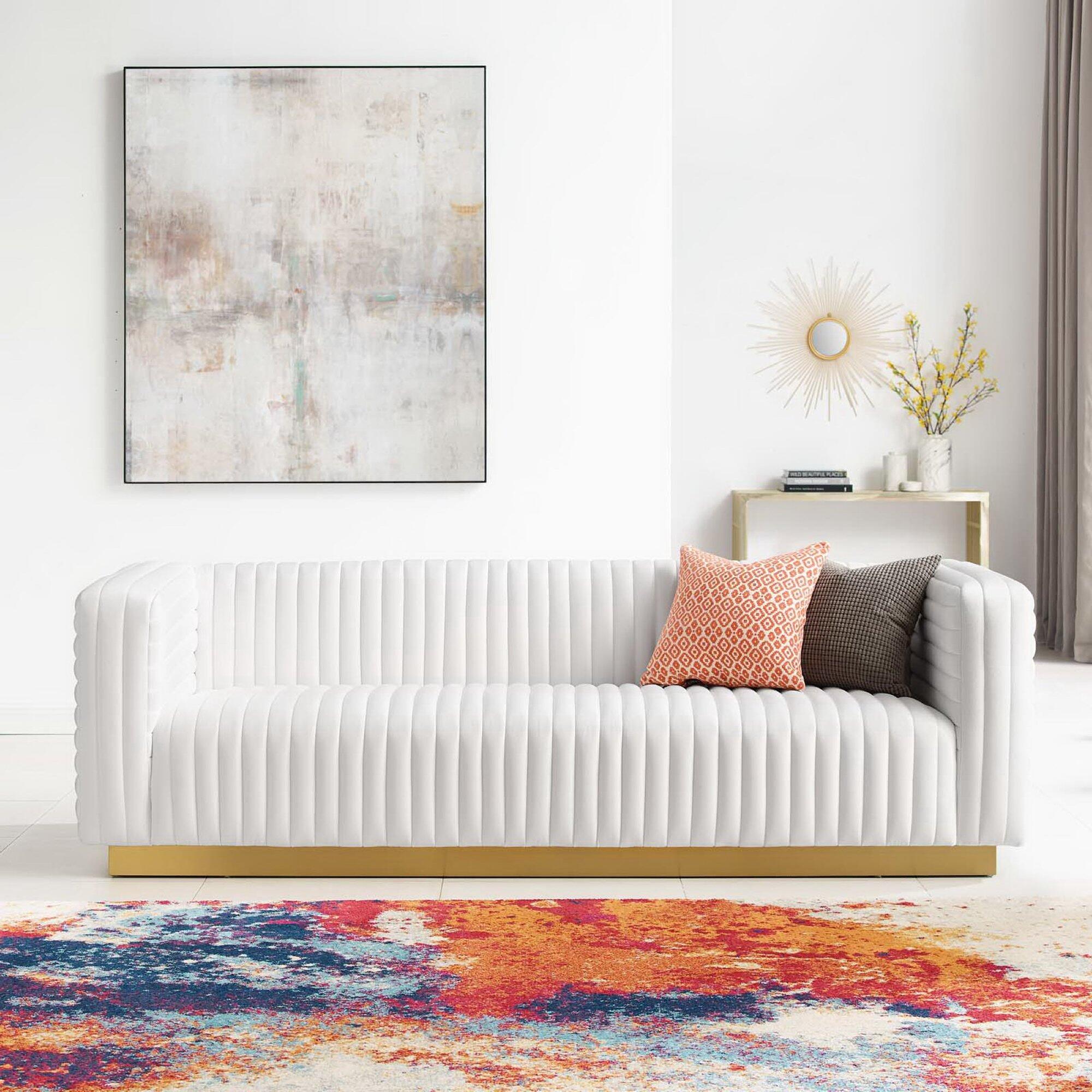 Modway Charisma Sofa, White/Gold, rollover