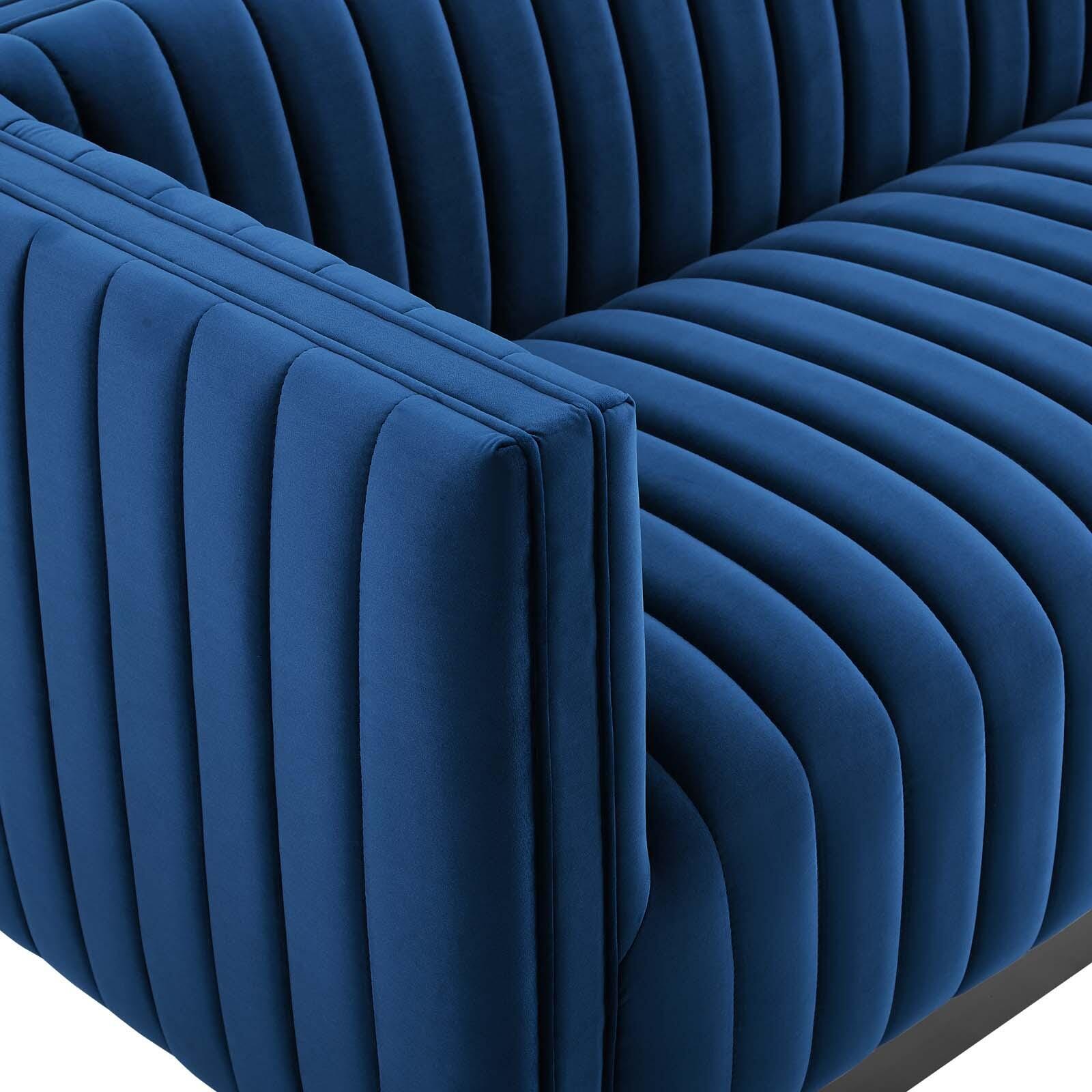 Modway Conjure Sofa, Navy Blue/Black, large