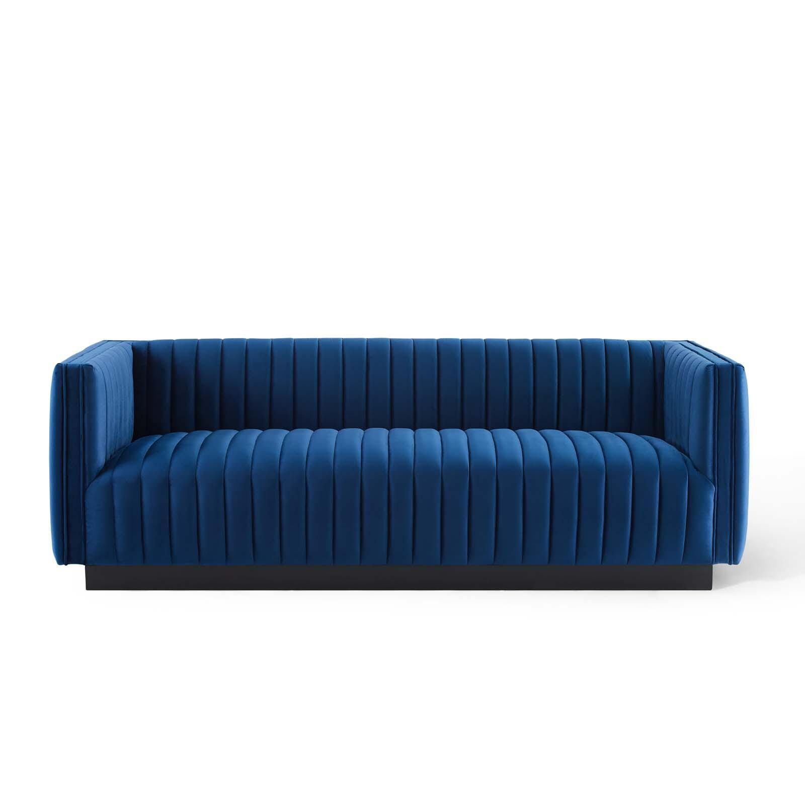 Modway Conjure Sofa, Navy Blue/Black, large