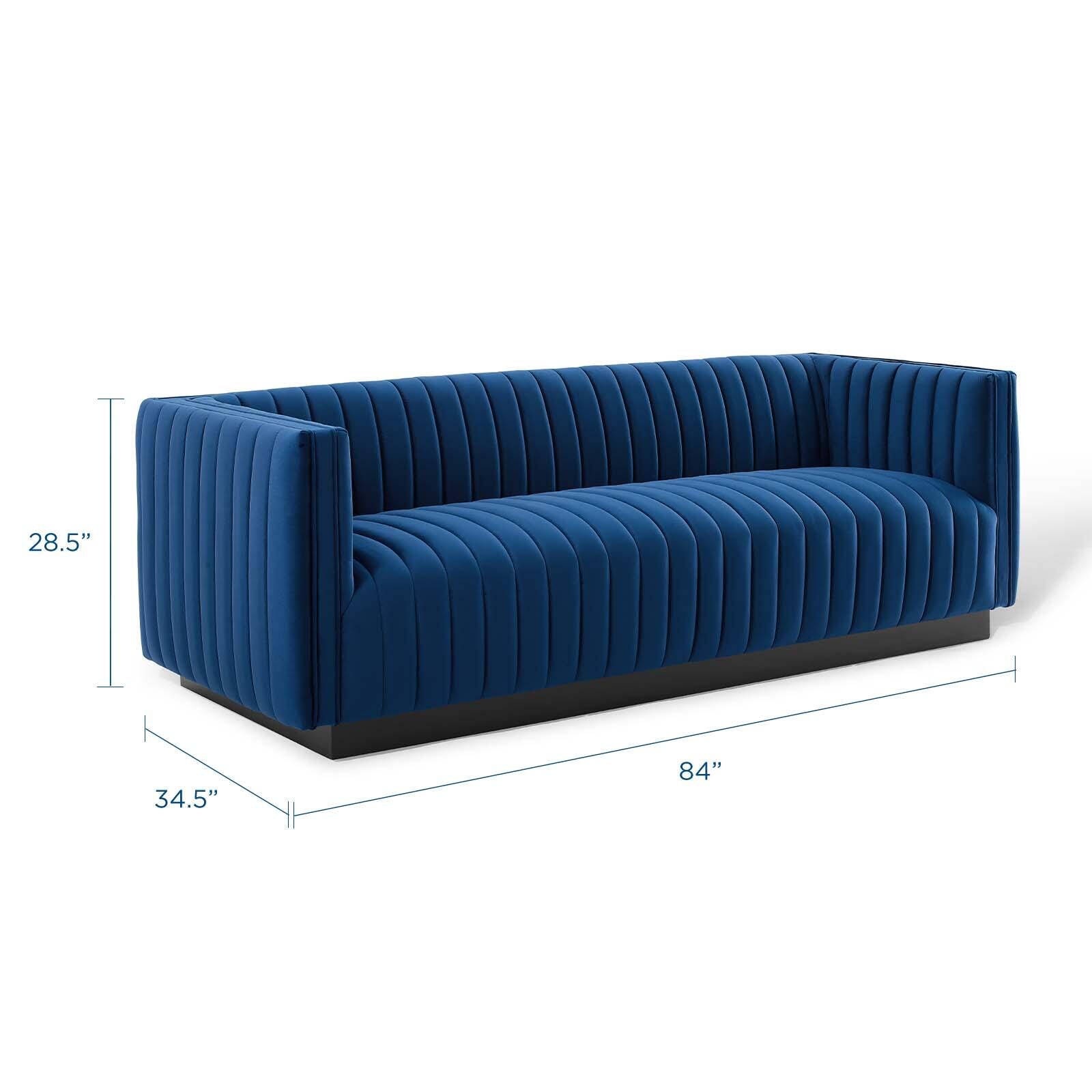 Modway Conjure Sofa, Navy Blue/Black, large
