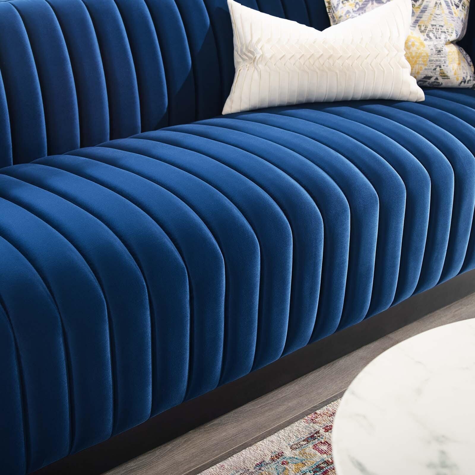 Modway Conjure Sofa, Navy Blue/Black, large