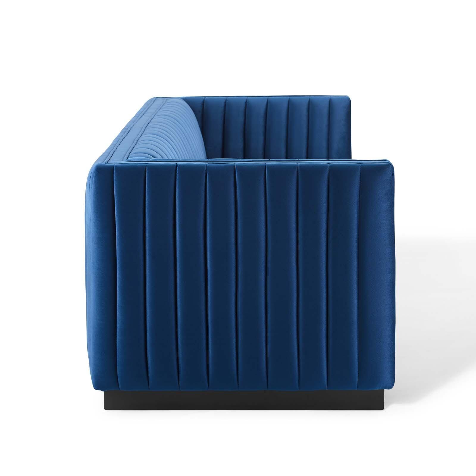 Modway Conjure Sofa, Navy Blue/Black, large