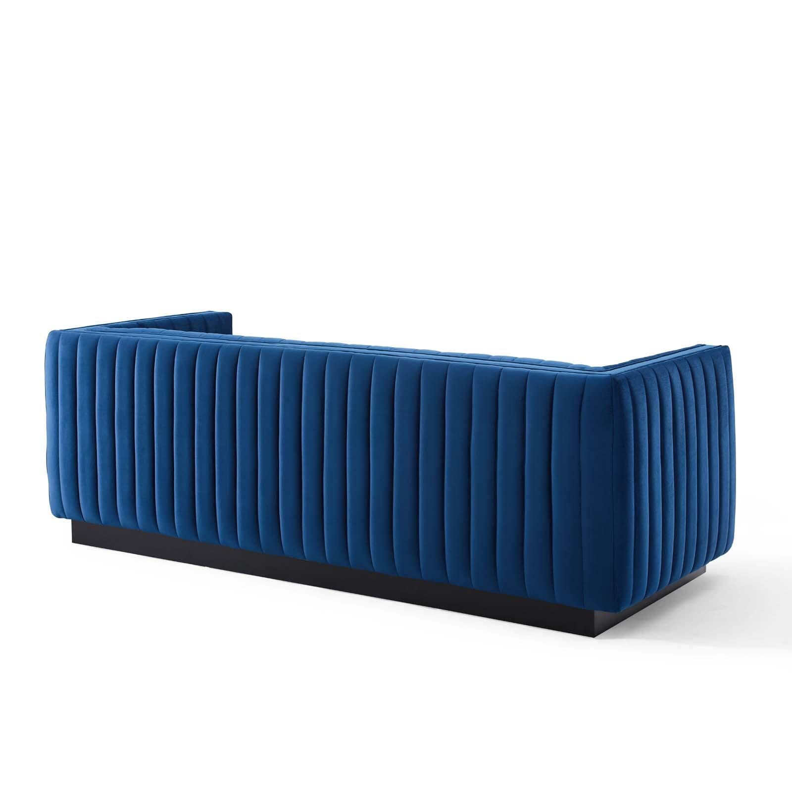 Modway Conjure Sofa, Navy Blue/Black, large