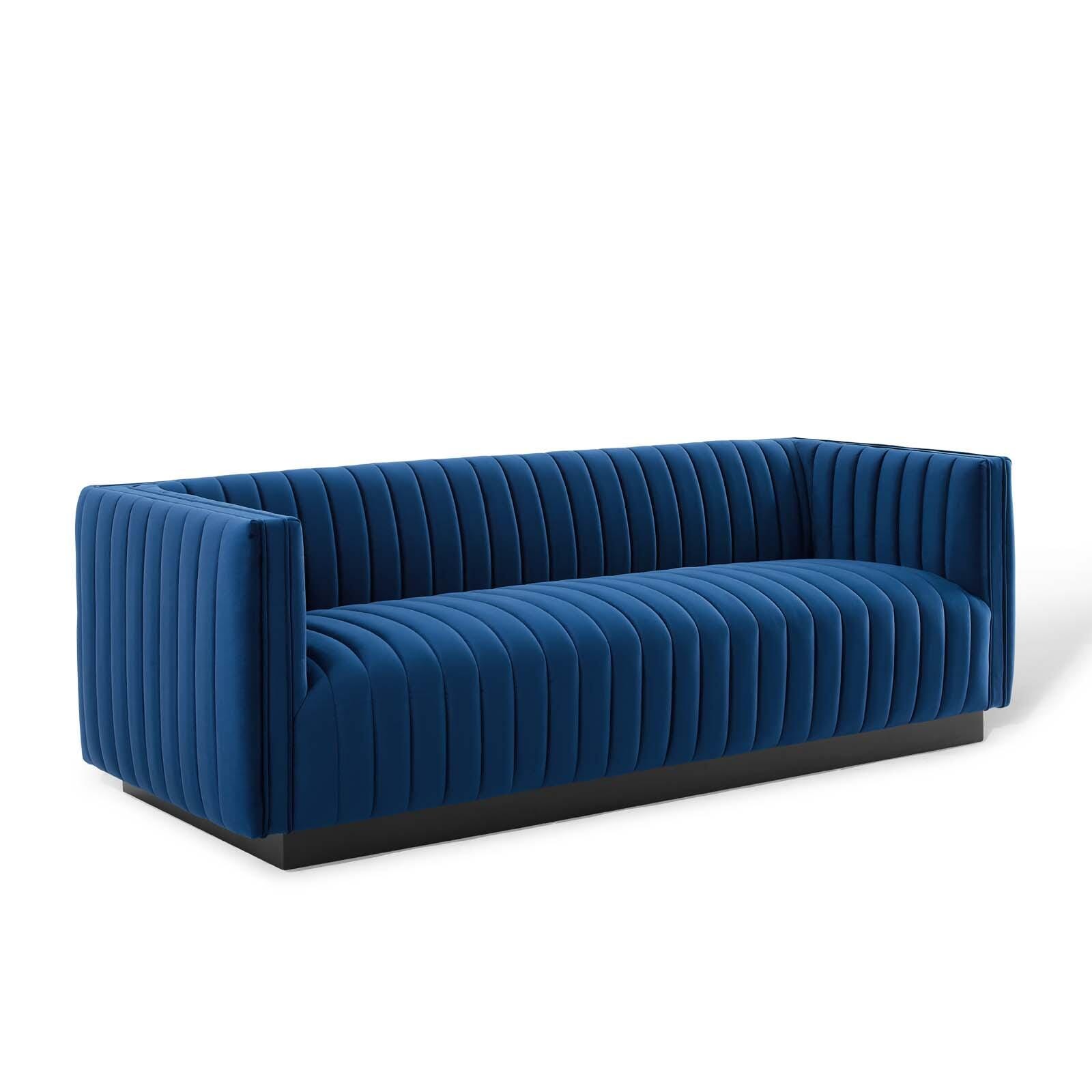 Modway Conjure Sofa, Navy Blue/Black, large
