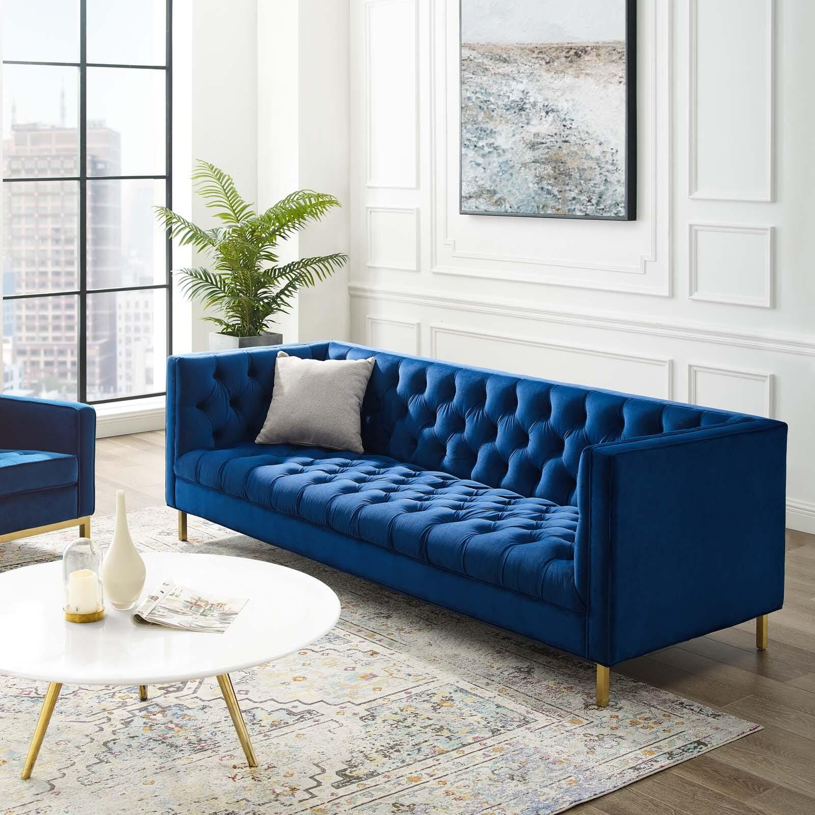 Modway Delight Sofa, Navy Blue/Gold, rollover