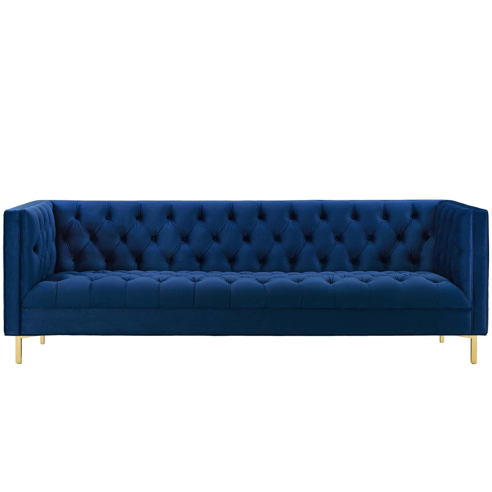 Modway Delight Sofa, Navy Blue/Gold, large