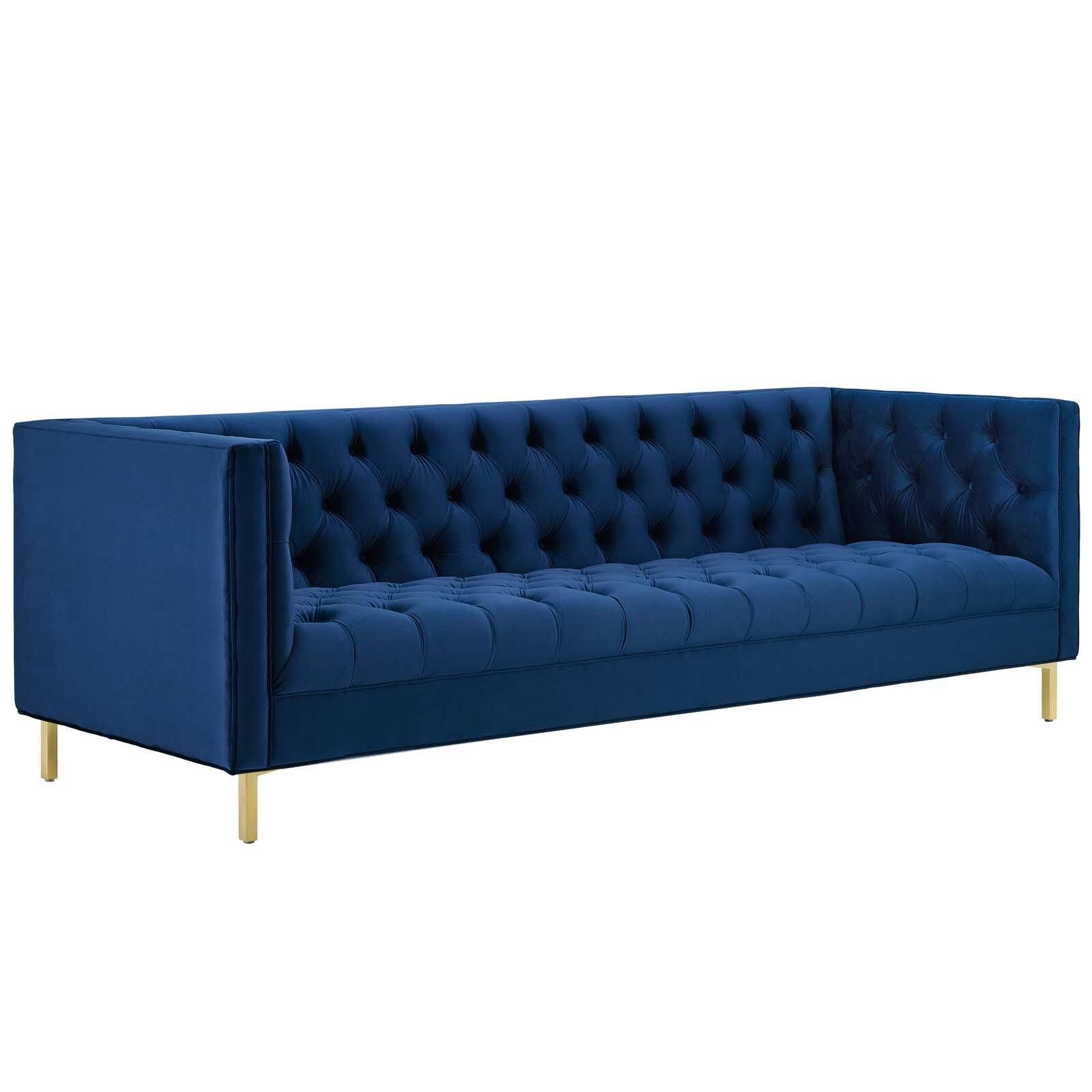 Modway Delight Sofa, Navy Blue/Gold, large
