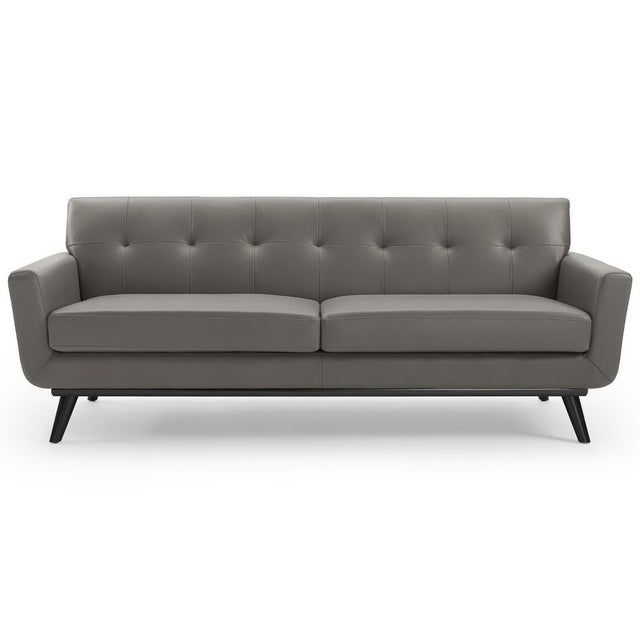 Modway Engage Leather Sofa, Gray/Black
