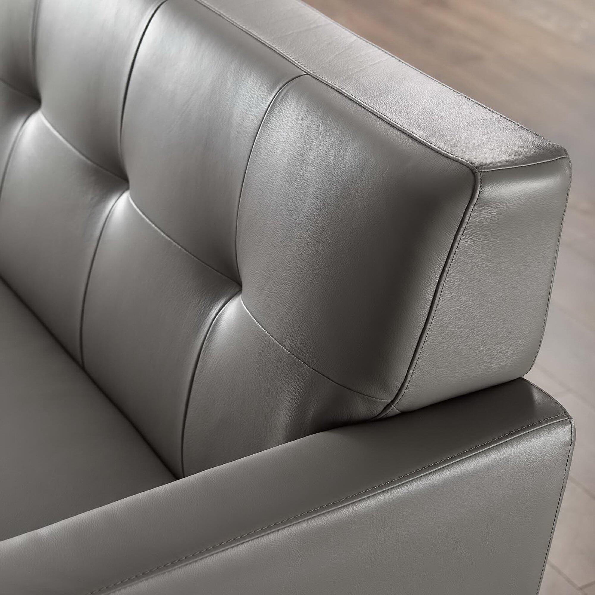 Modway Engage Leather Sofa, Gray/Black, large