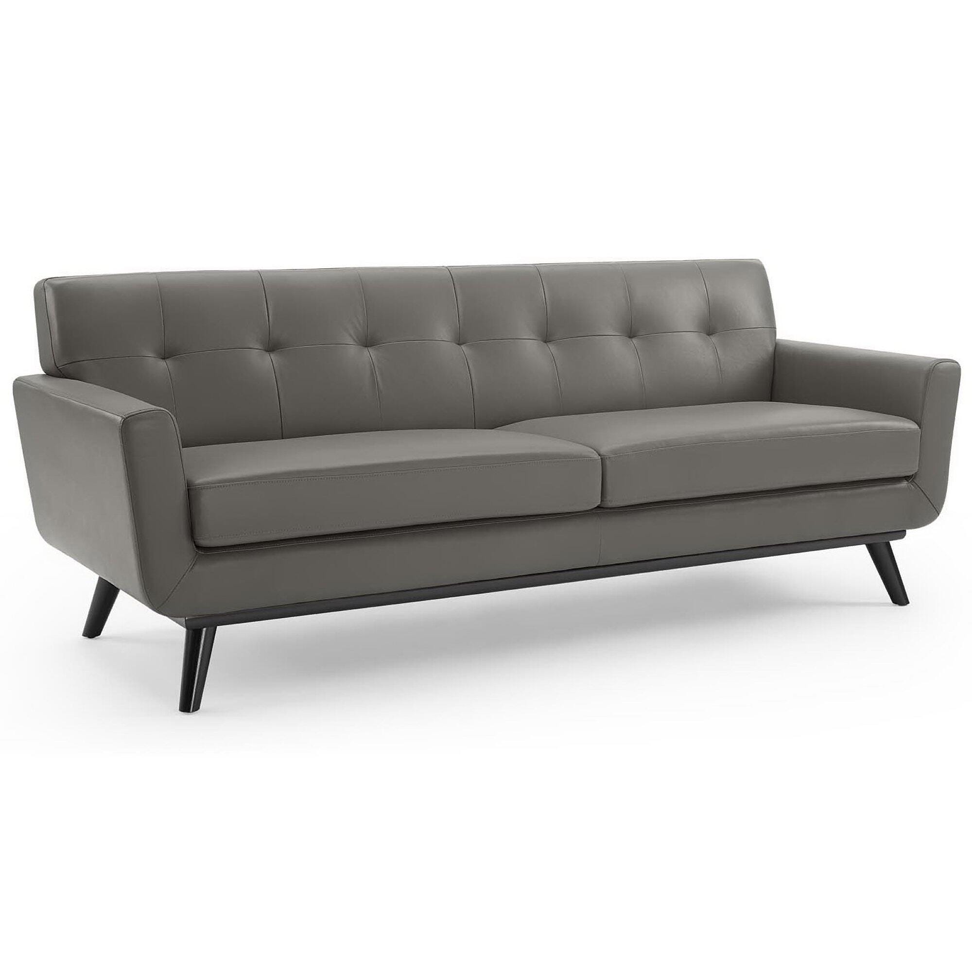 Modway Engage Leather Sofa, Gray/Black, large