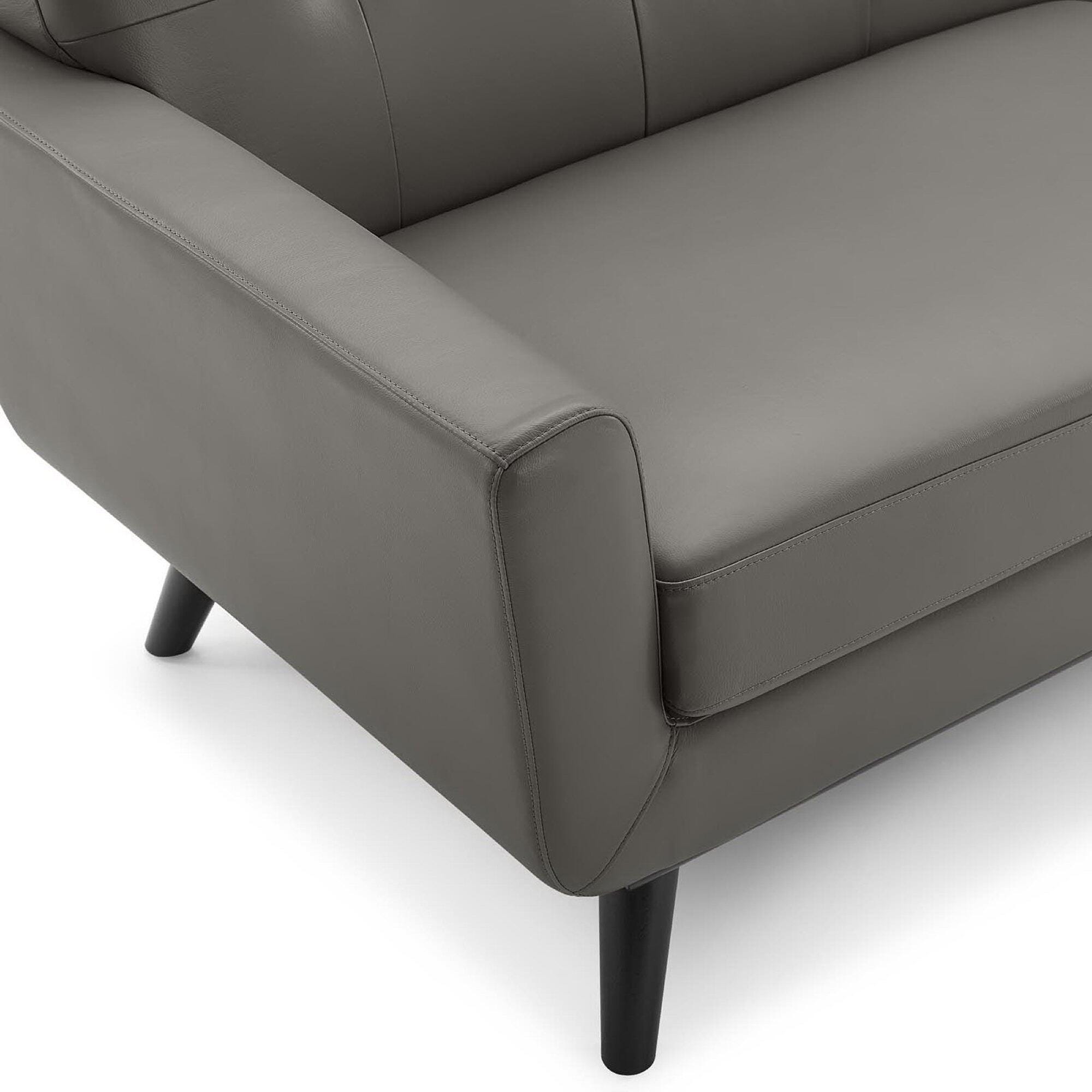 Modway Engage Leather Sofa, Gray/Black, large