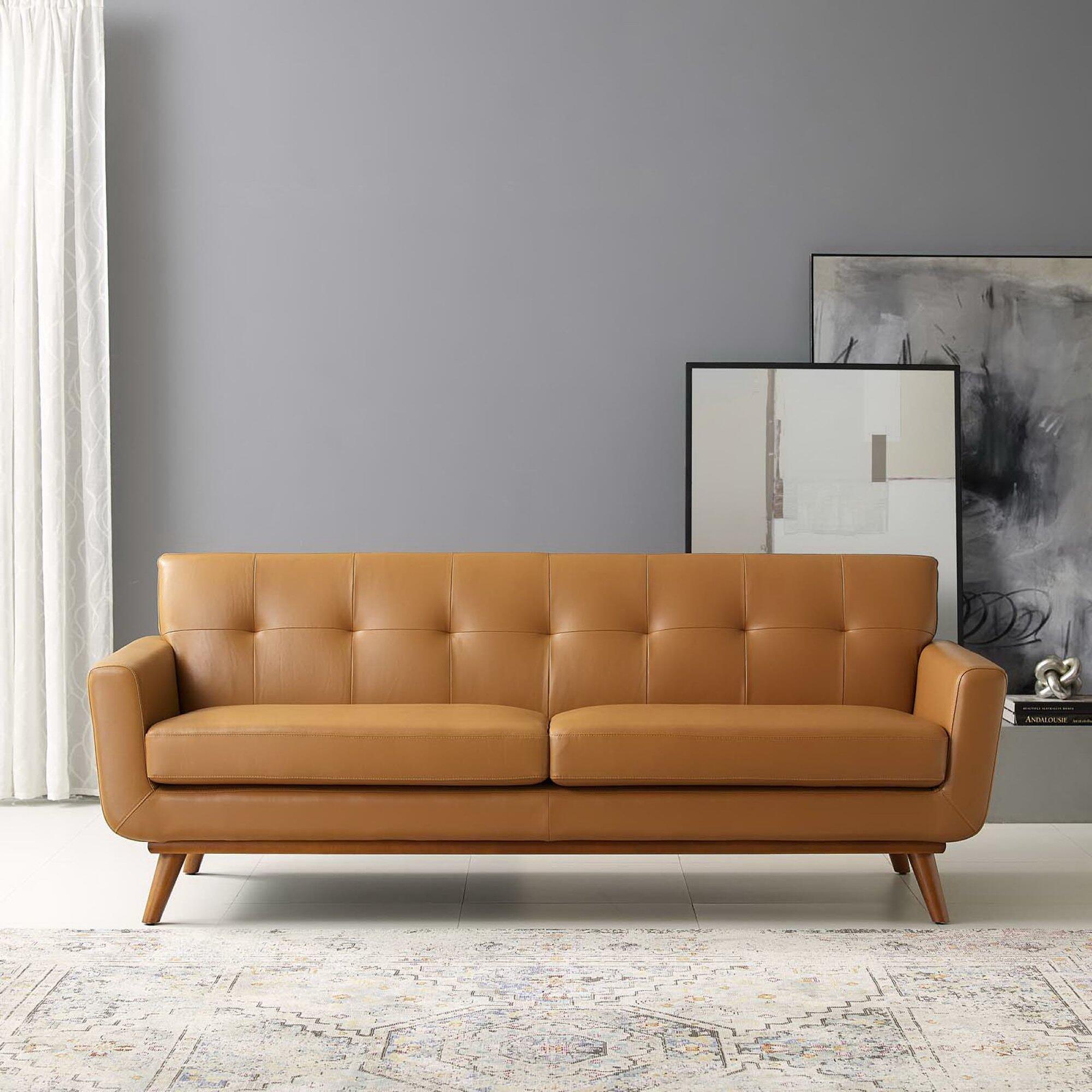 Modway Engage Leather Sofa, Tan, large