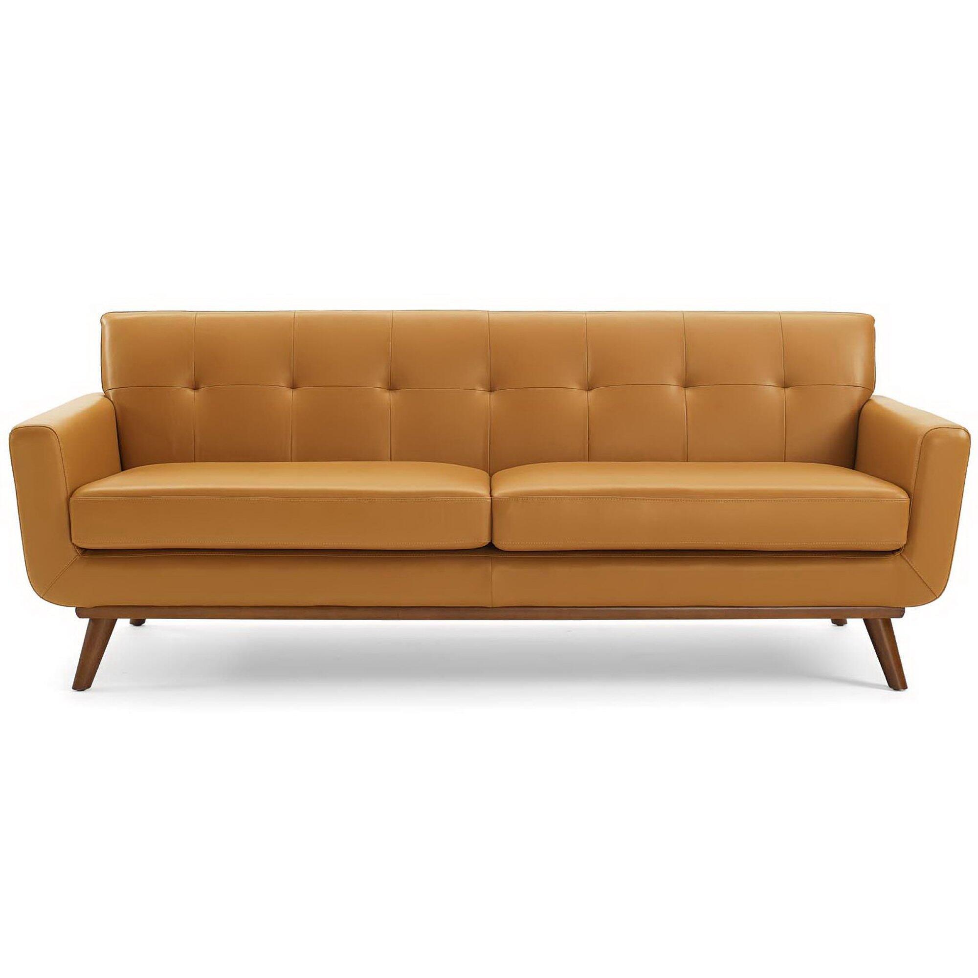 Modway Engage Leather Sofa, Tan, large