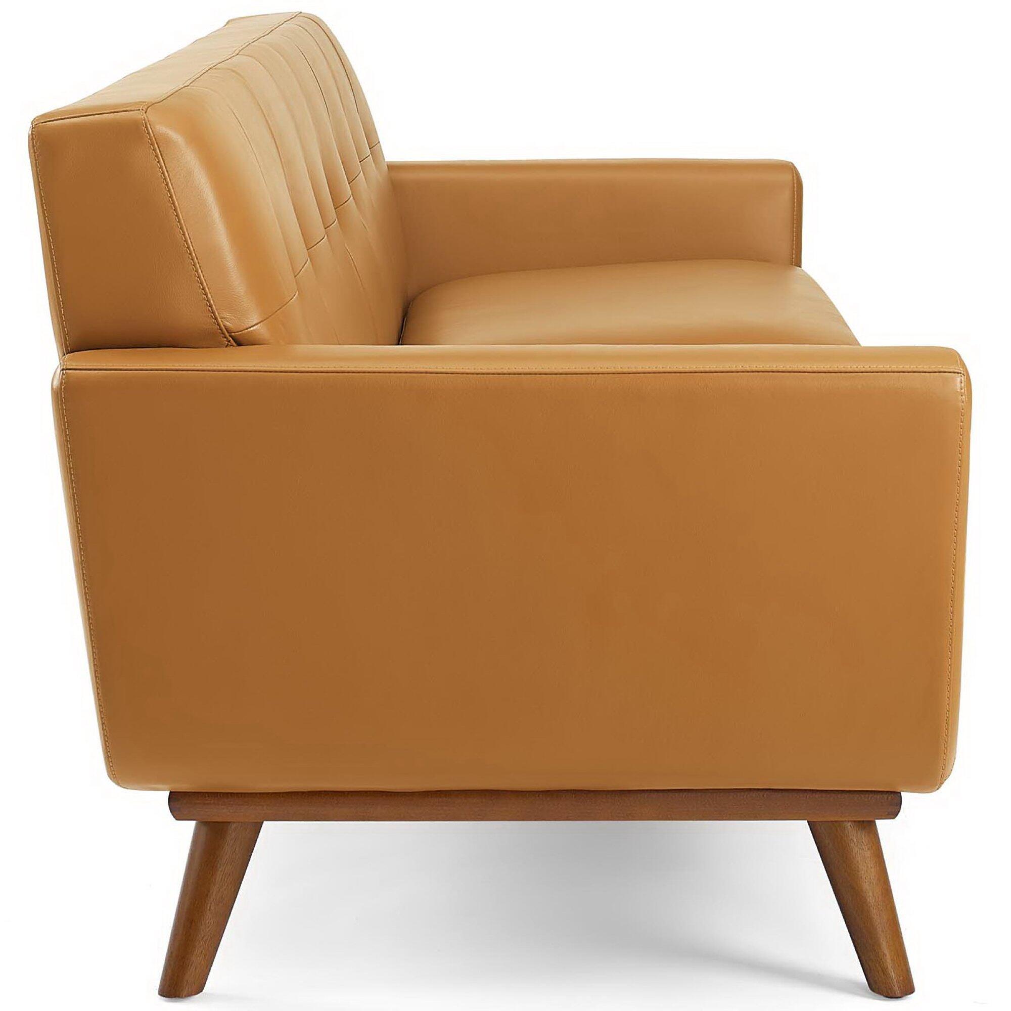 Modway Engage Leather Sofa, Tan, large