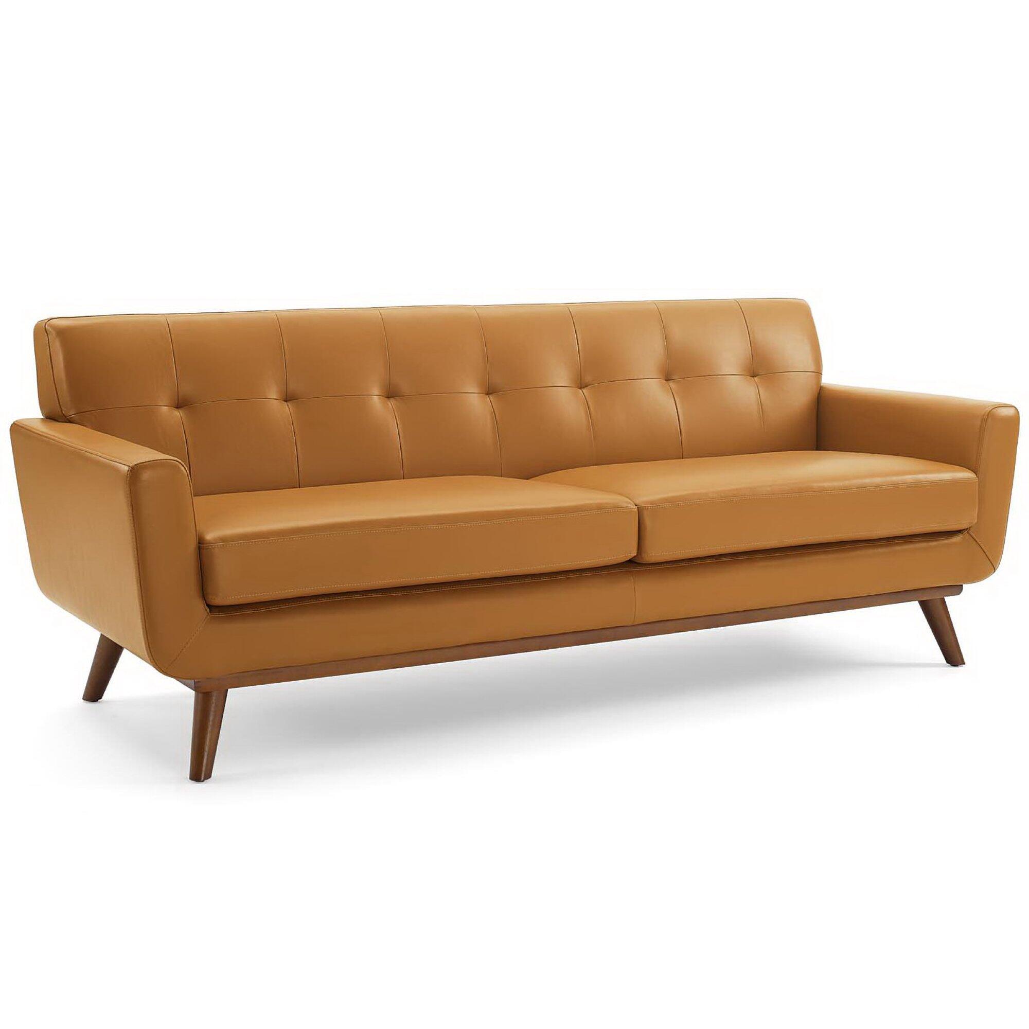 Modway Engage Leather Sofa, Tan, large