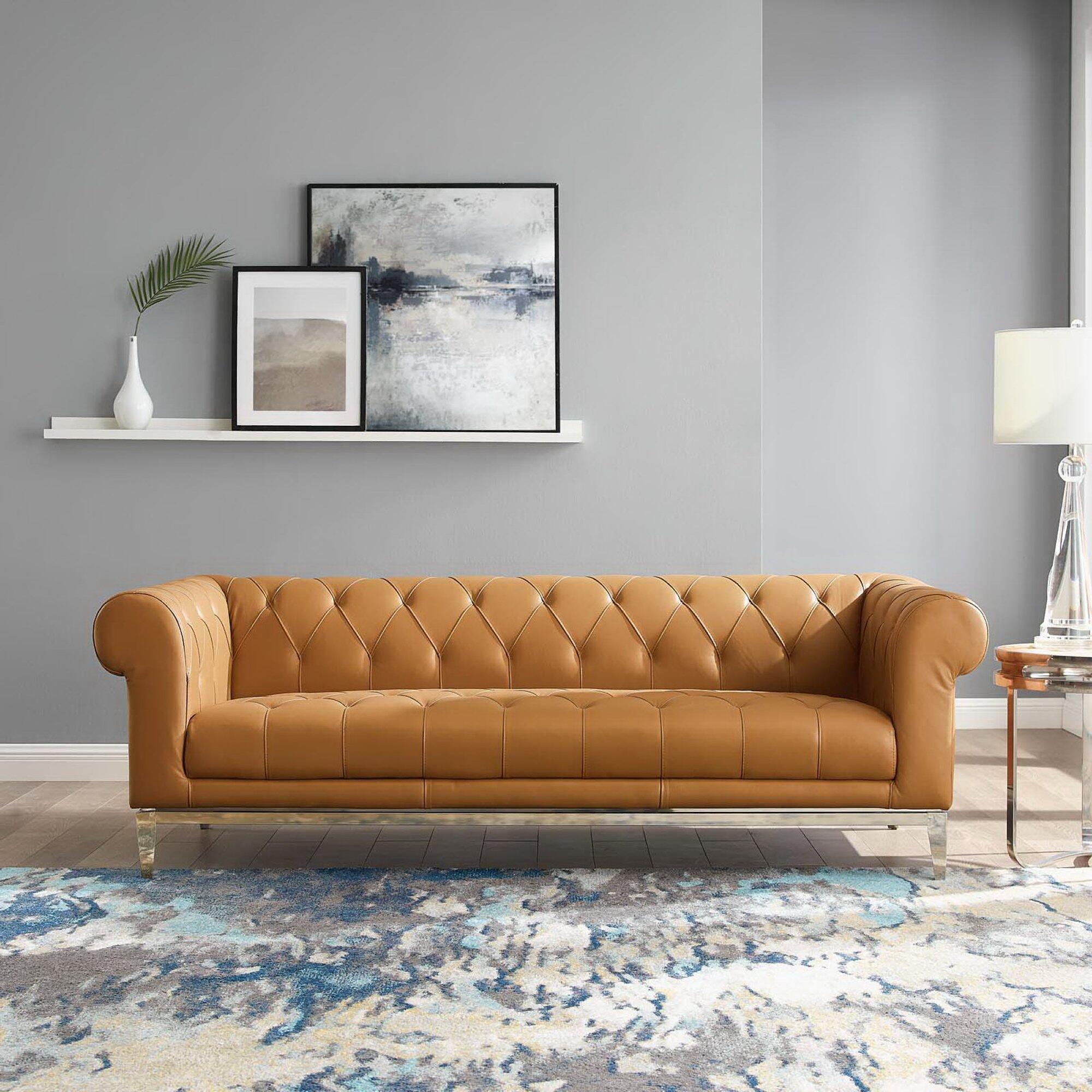 Modway Idyll Leather Sofa, Tan, large