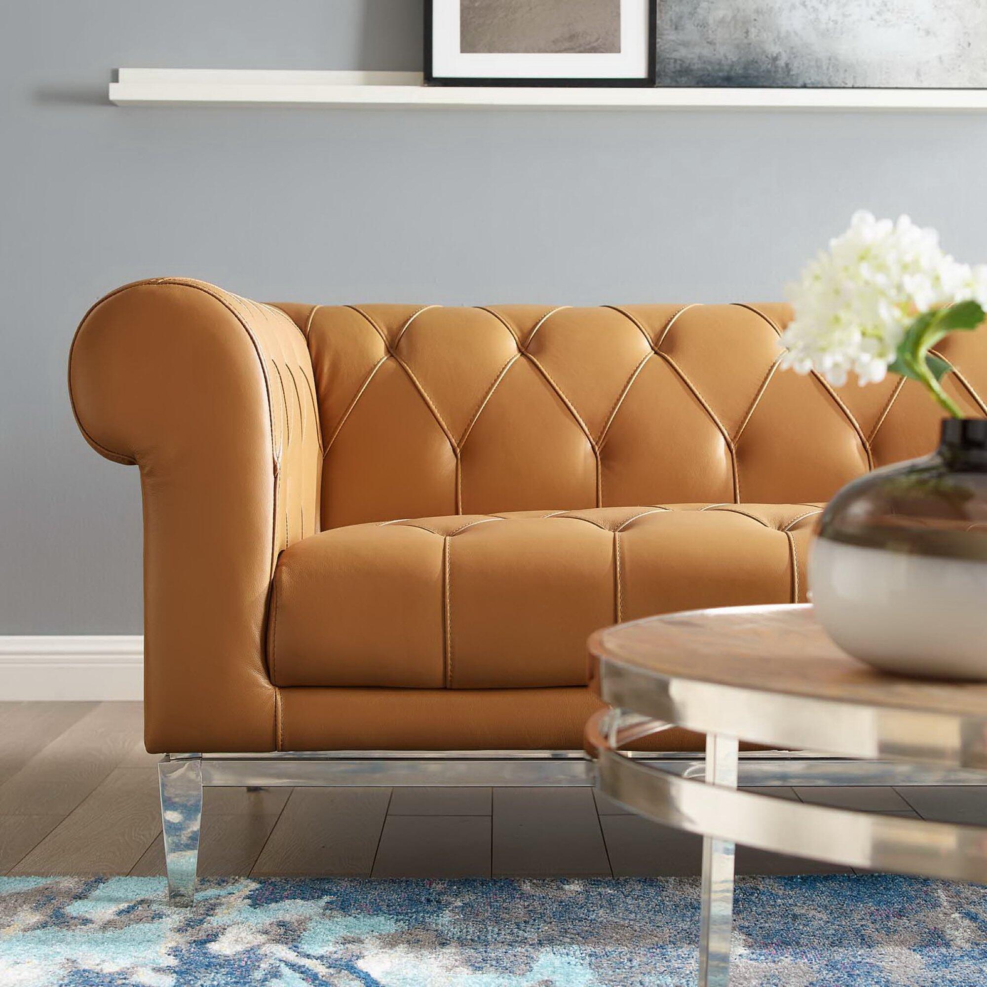 Modway Idyll Leather Sofa, Tan, large