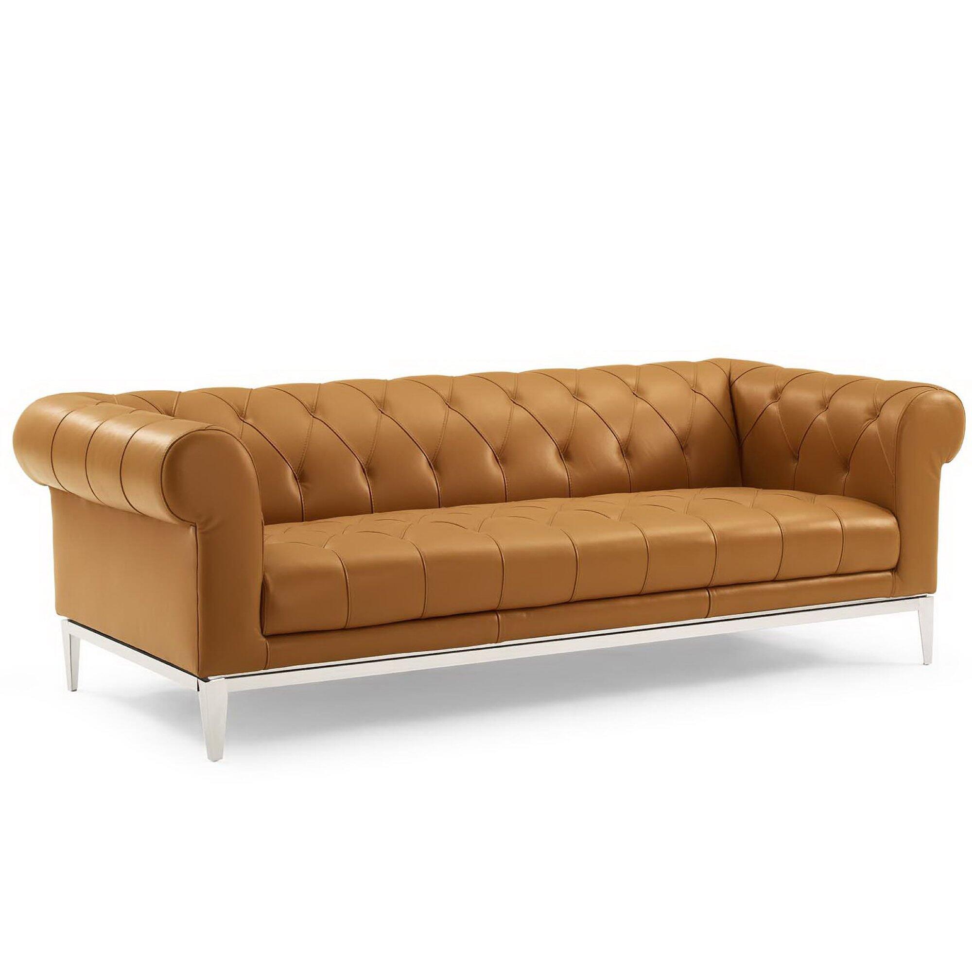 Modway Idyll Leather Sofa, Tan, large