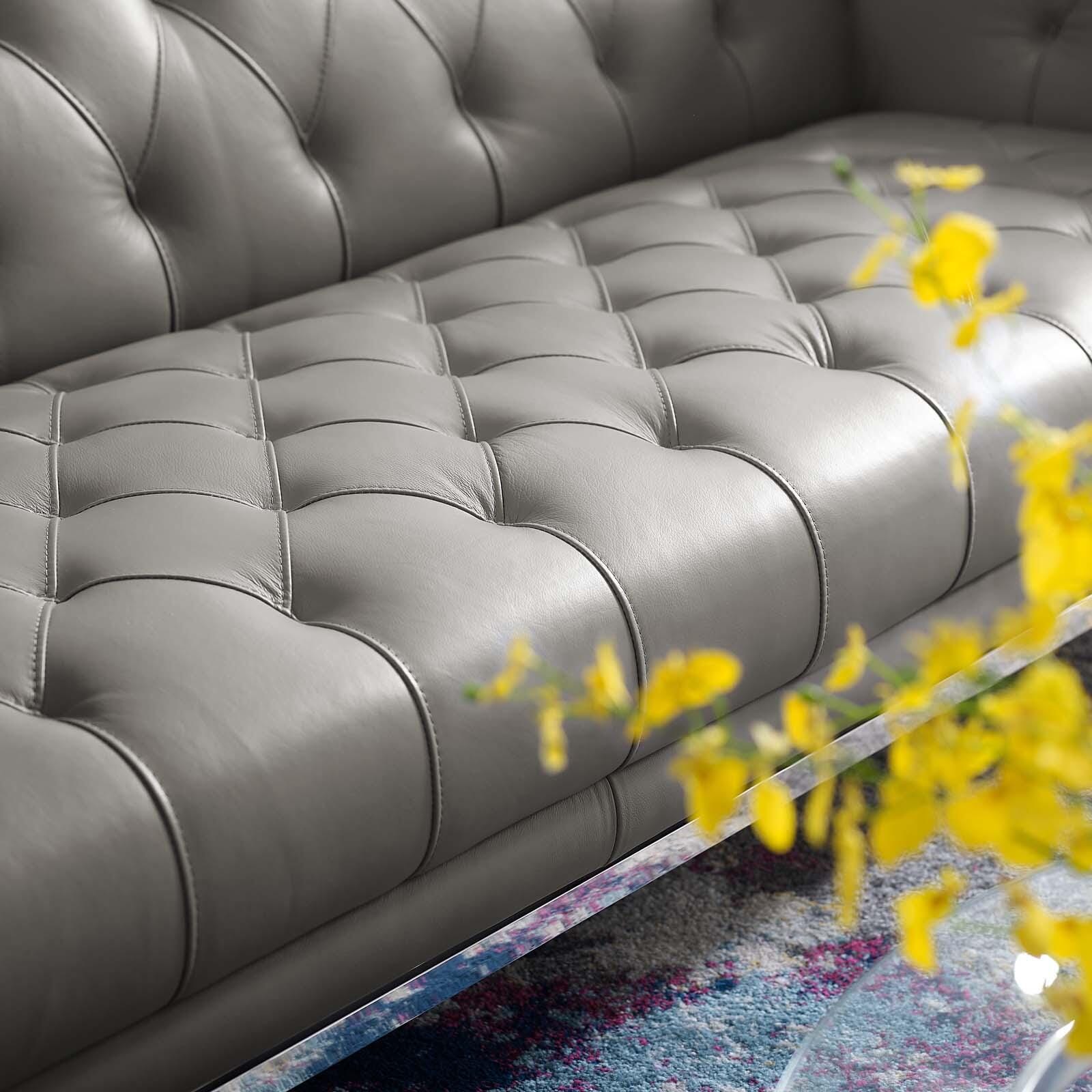 Modway Idyll Leather Sofa, Gray, large