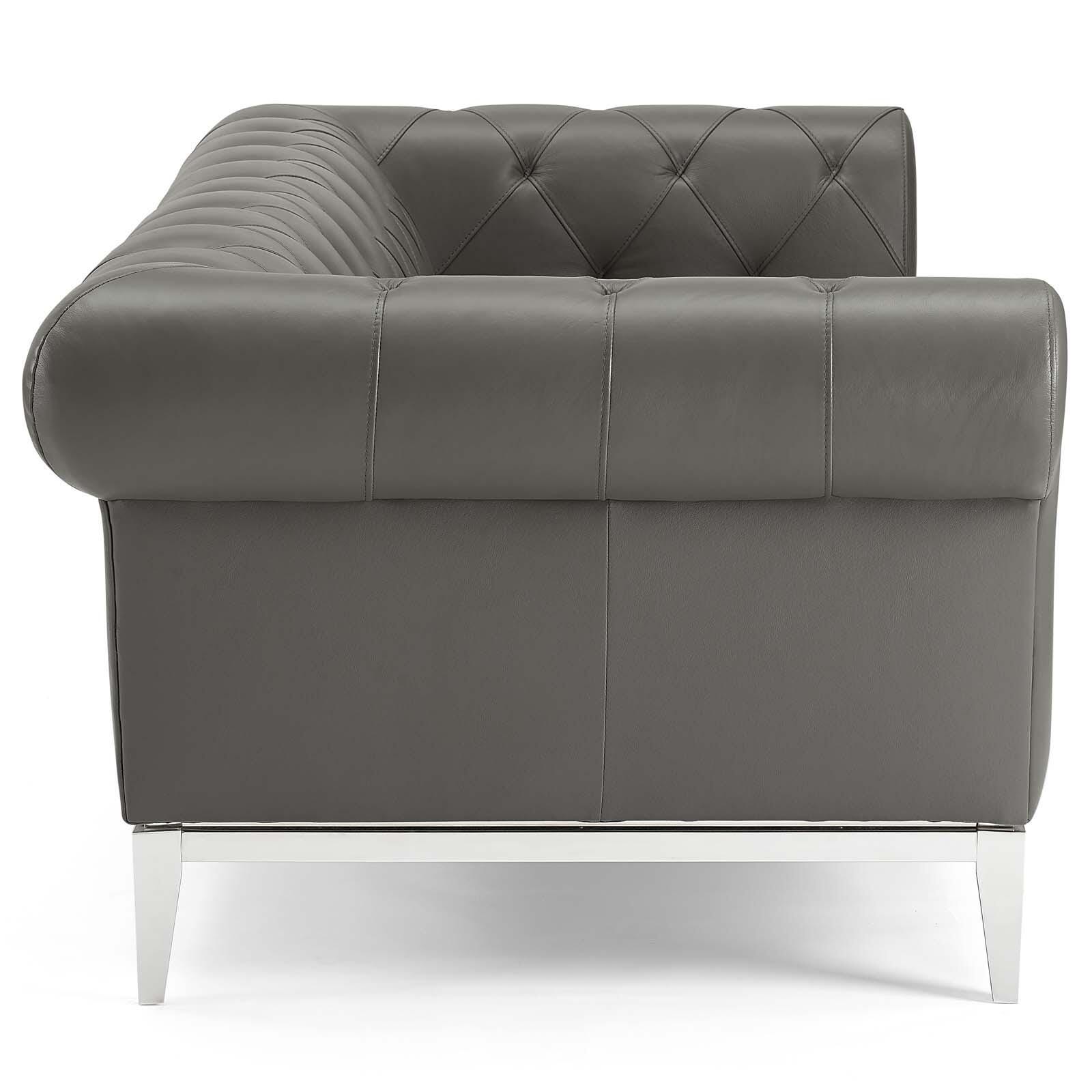 Modway Idyll Leather Sofa, Gray, large