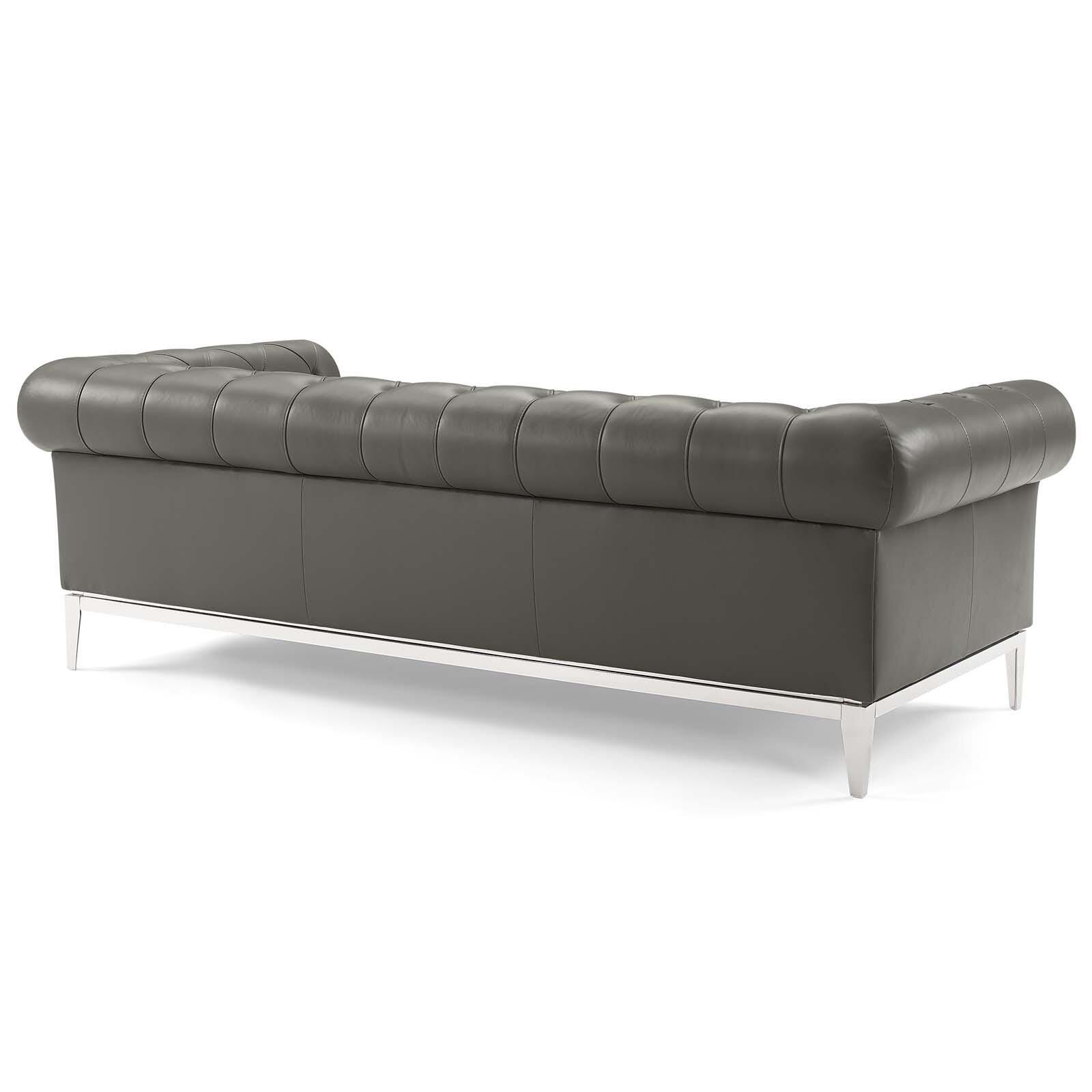 Modway Idyll Leather Sofa, Gray, large