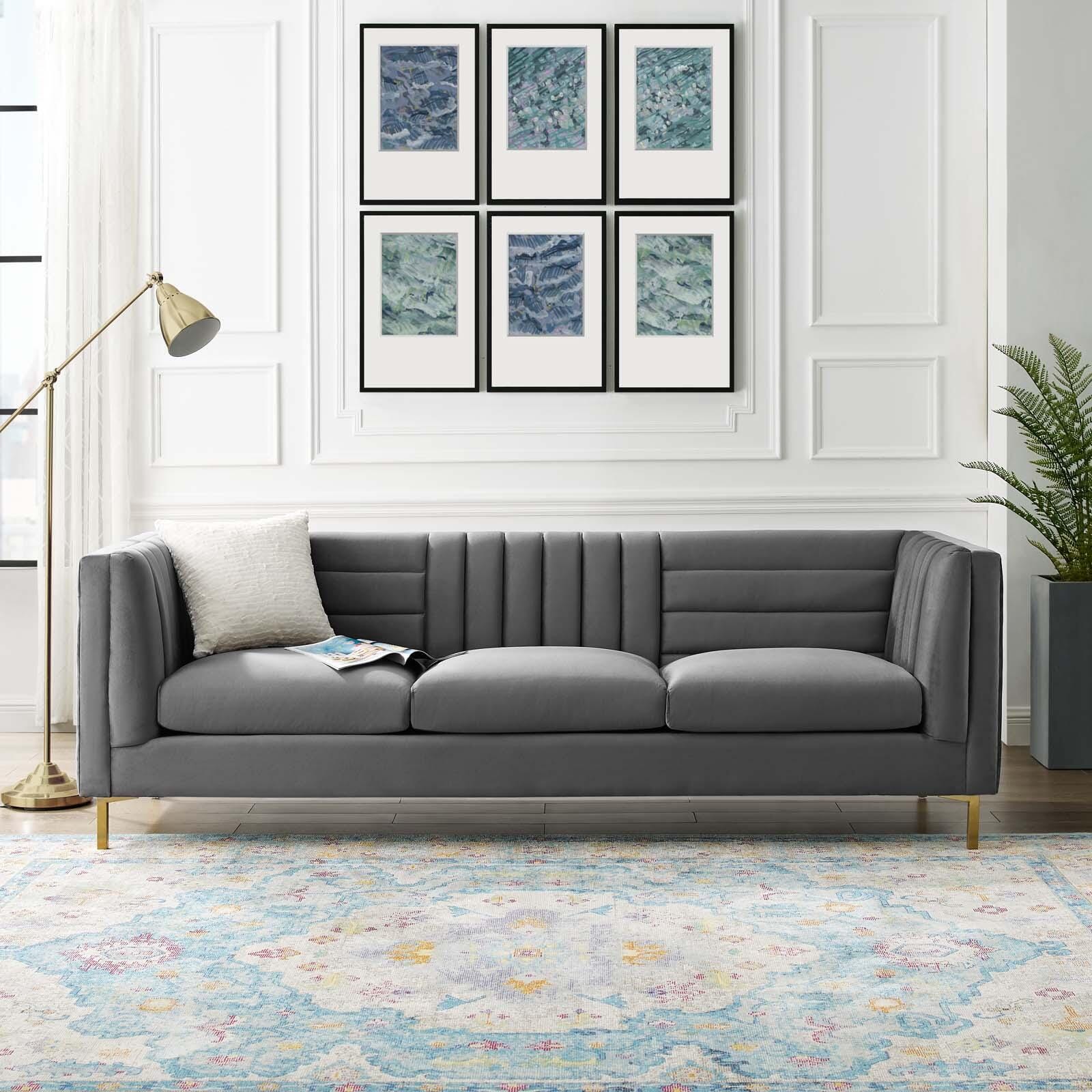 Modway Ingenuity Sofa, Gray/Gold, rollover