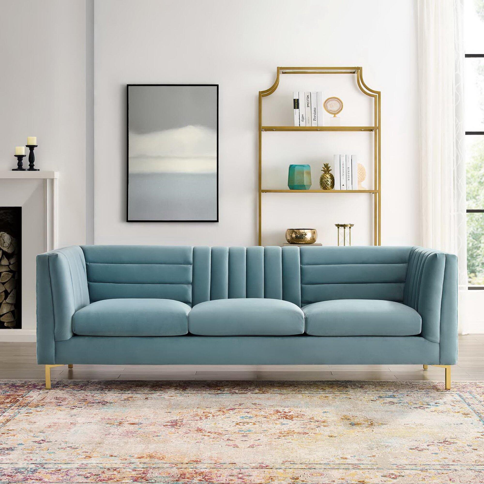 Modway Ingenuity Sofa, Light Blue/Gold, rollover