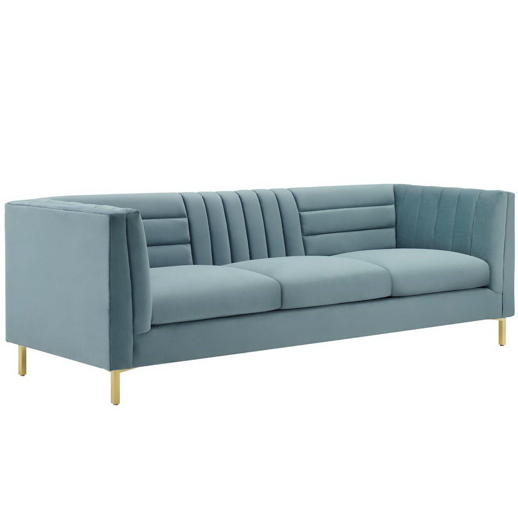 Modway Ingenuity Sofa, Light Blue/Gold, large
