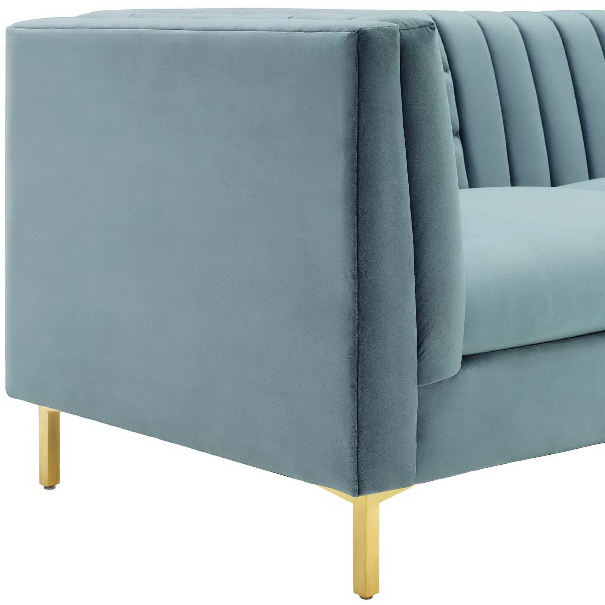 Modway Ingenuity Sofa, Light Blue/Gold, large