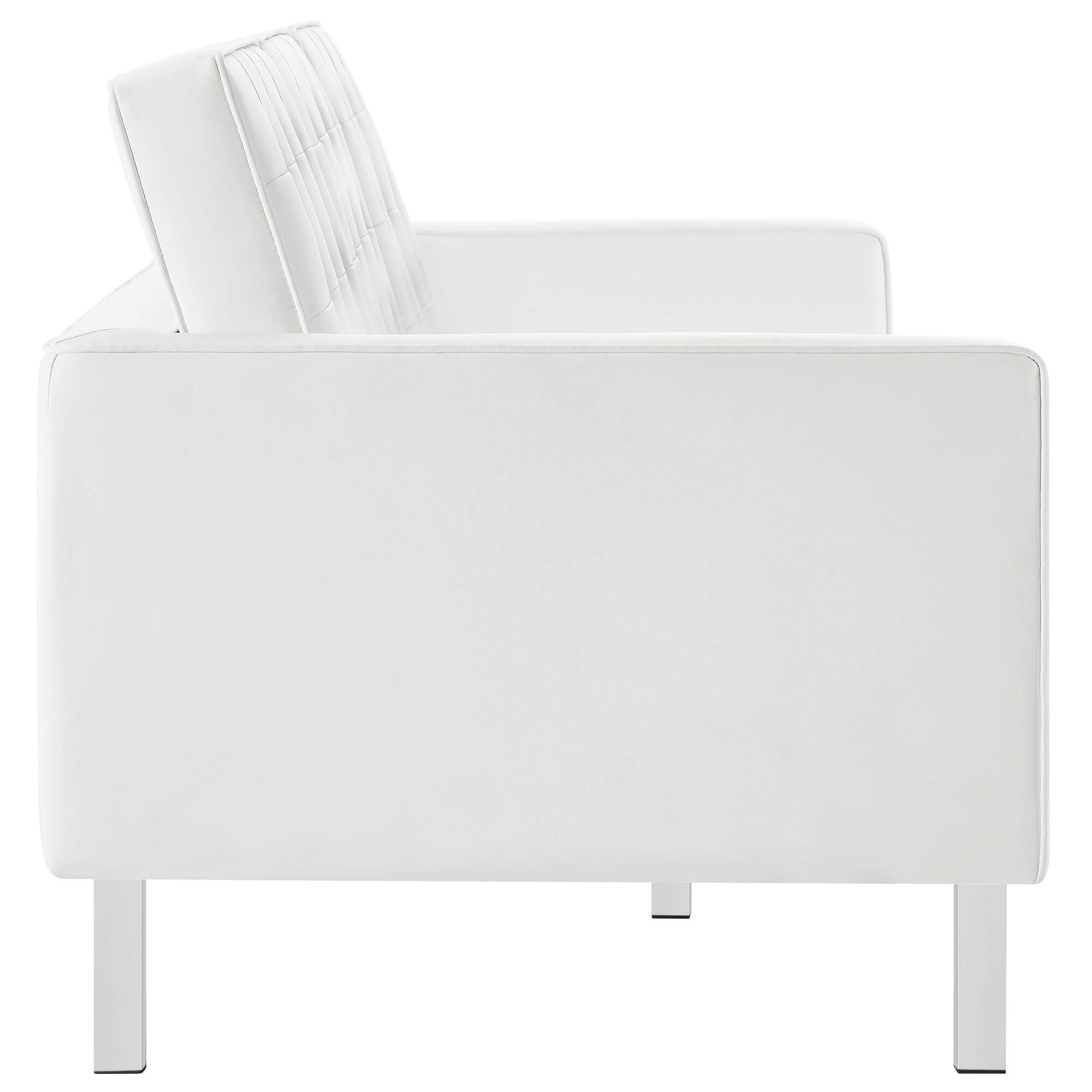 Modway Loft Leather Sofa, Silver/White, large