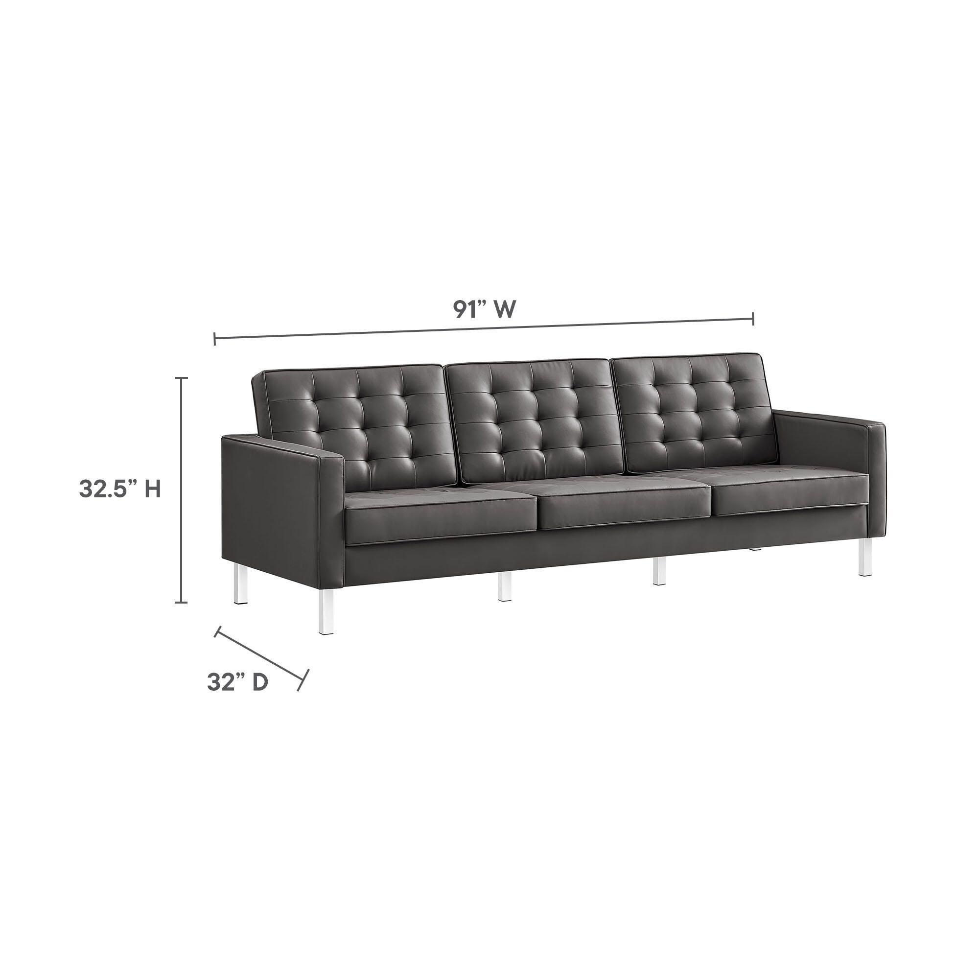 Modway Loft Leather Sofa, Gray/Gold, large