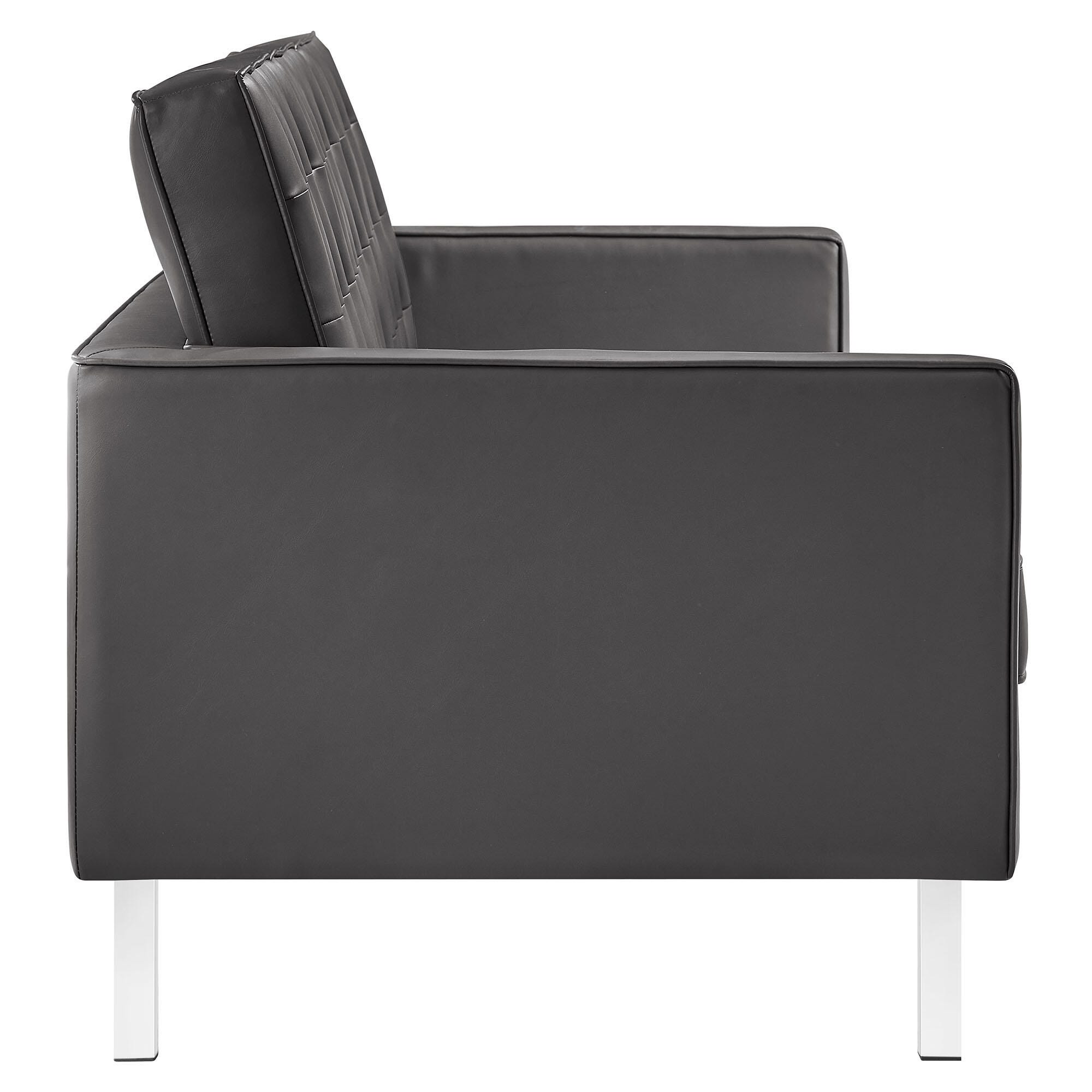Modway Loft Leather Sofa, Gray/Gold, large