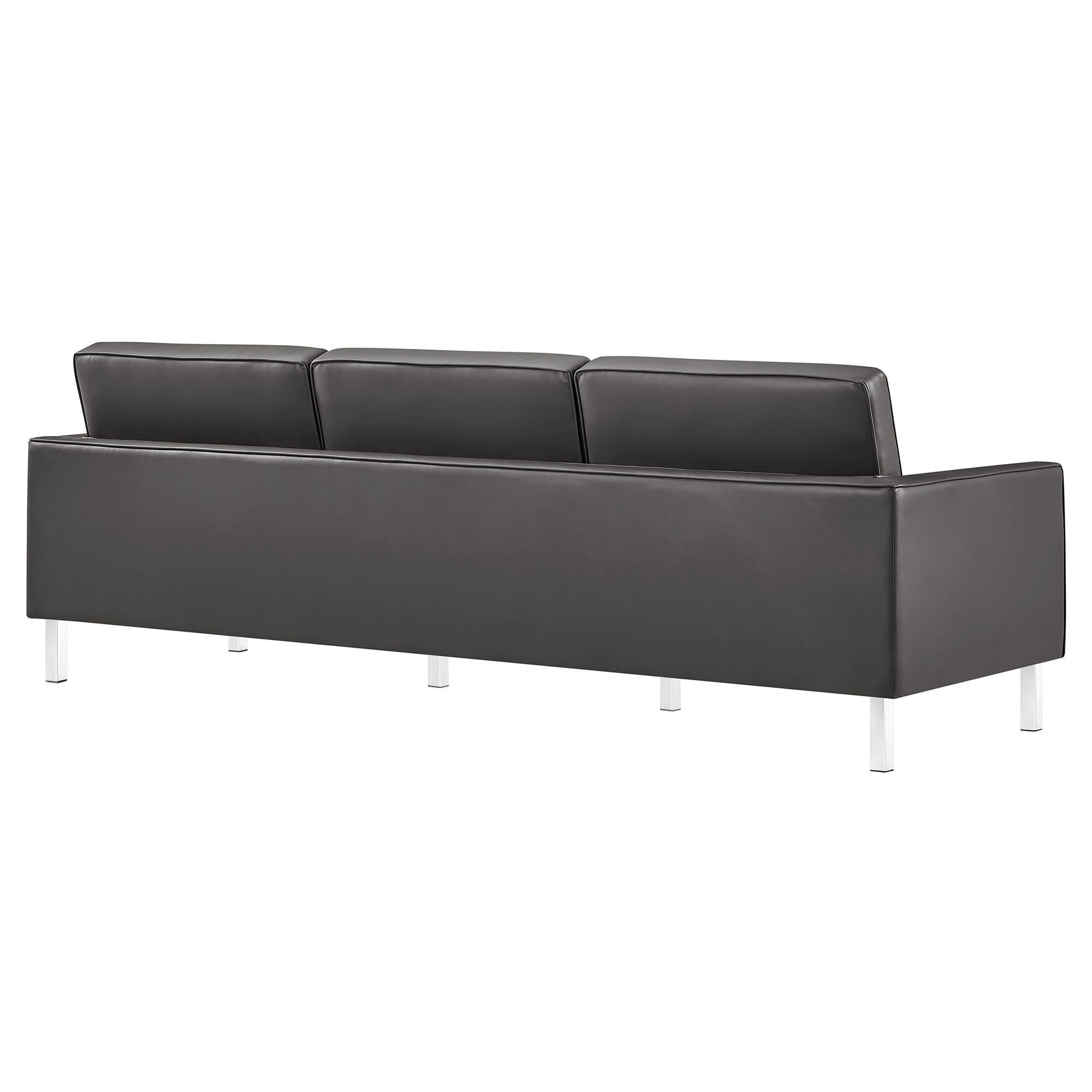 Modway Loft Leather Sofa, Gray/Gold, large