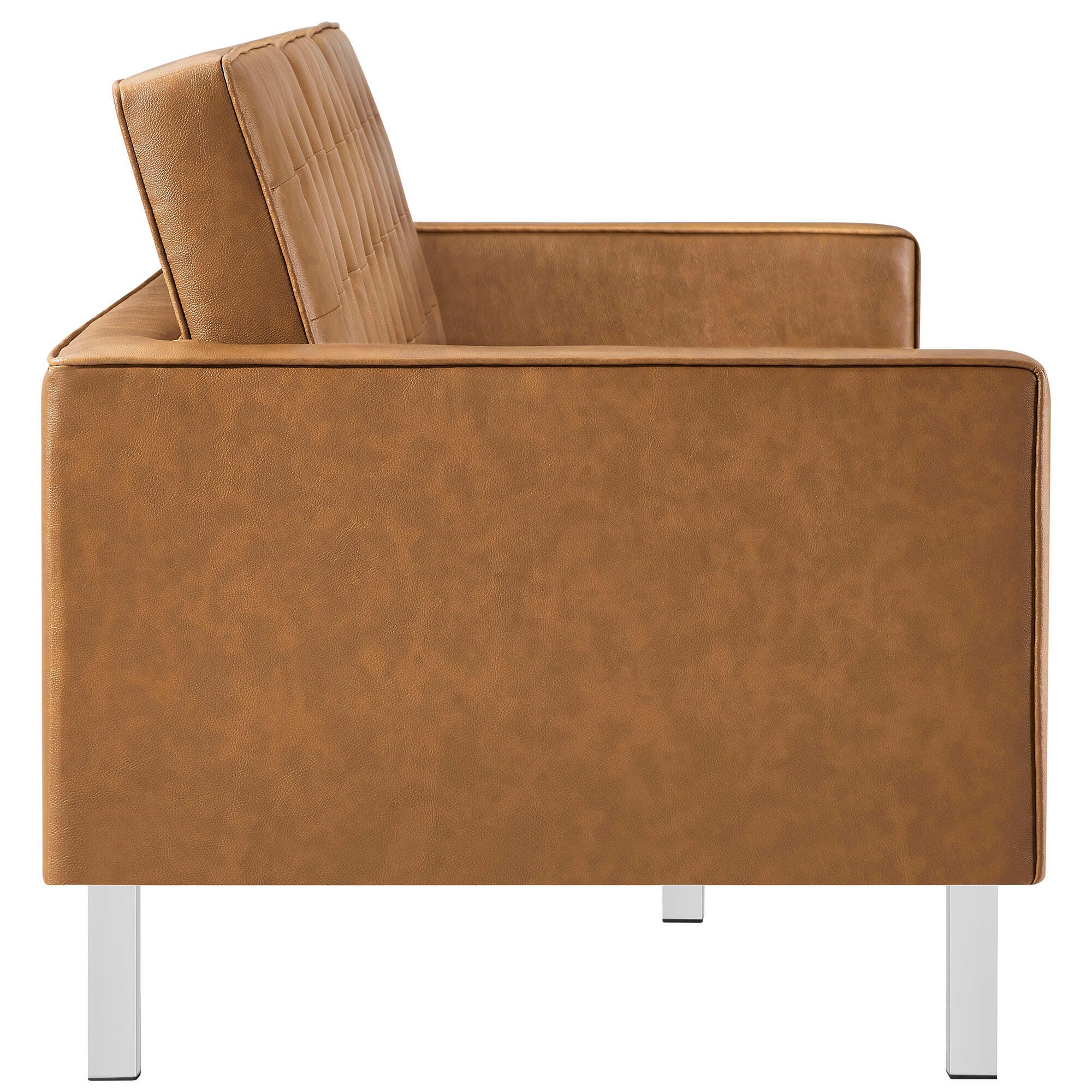 Modway Loft Leather Sofa, Silver/Tan, large