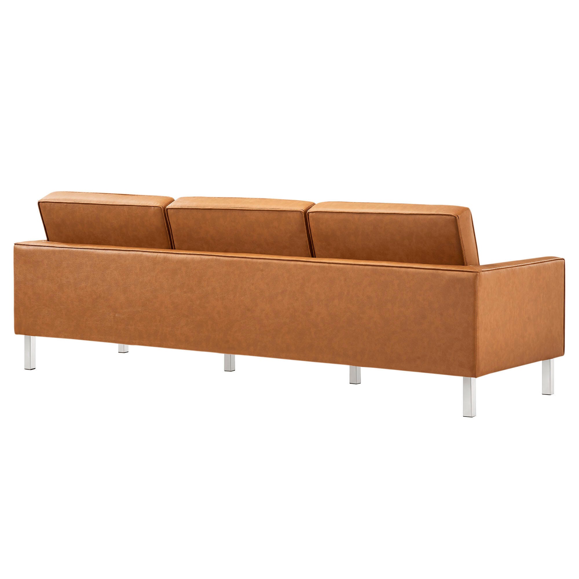 Modway Loft Leather Sofa, Silver/Tan, large