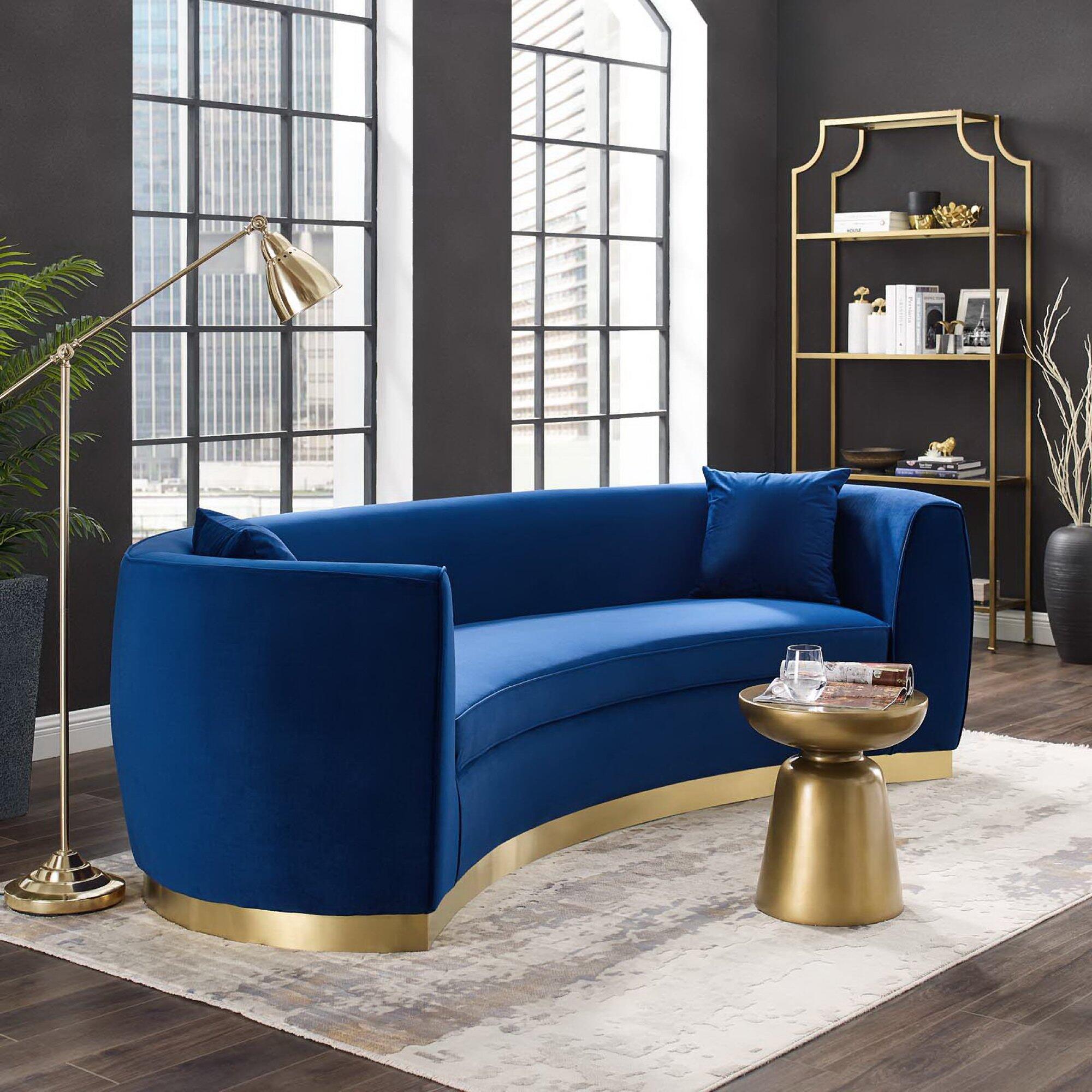 Modway Resolute Sofa, Navy/Gold, large